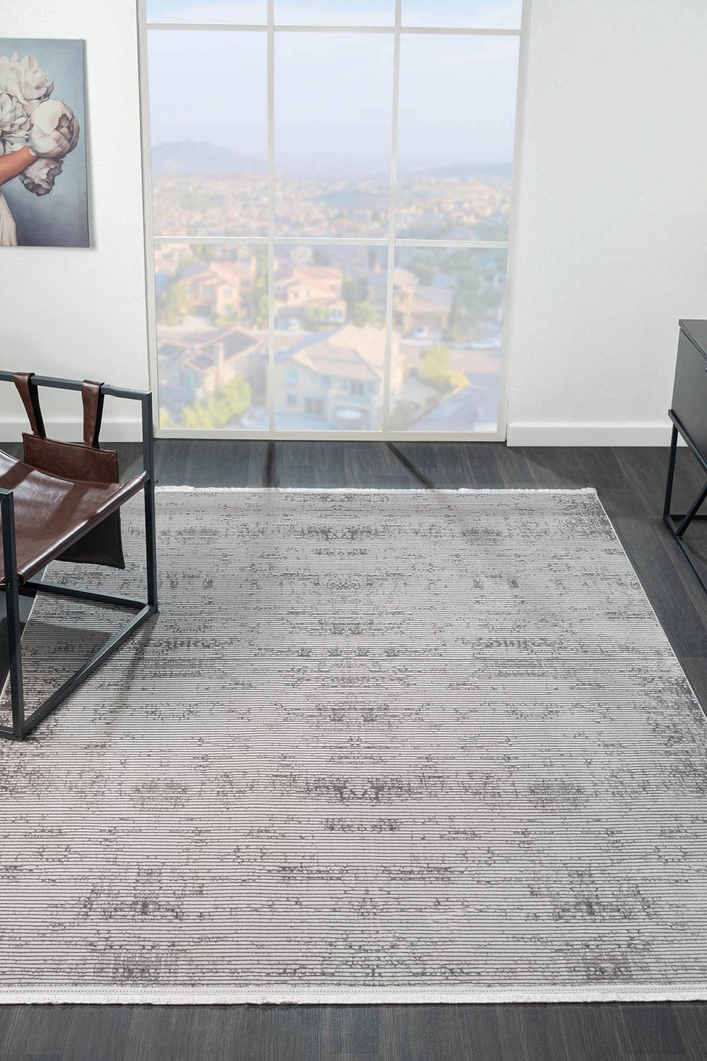 Quatro QU011A Gri Halı Modern Desen Pamuk Taban Salon Halısı Yatak Odası Mutafak Koridor