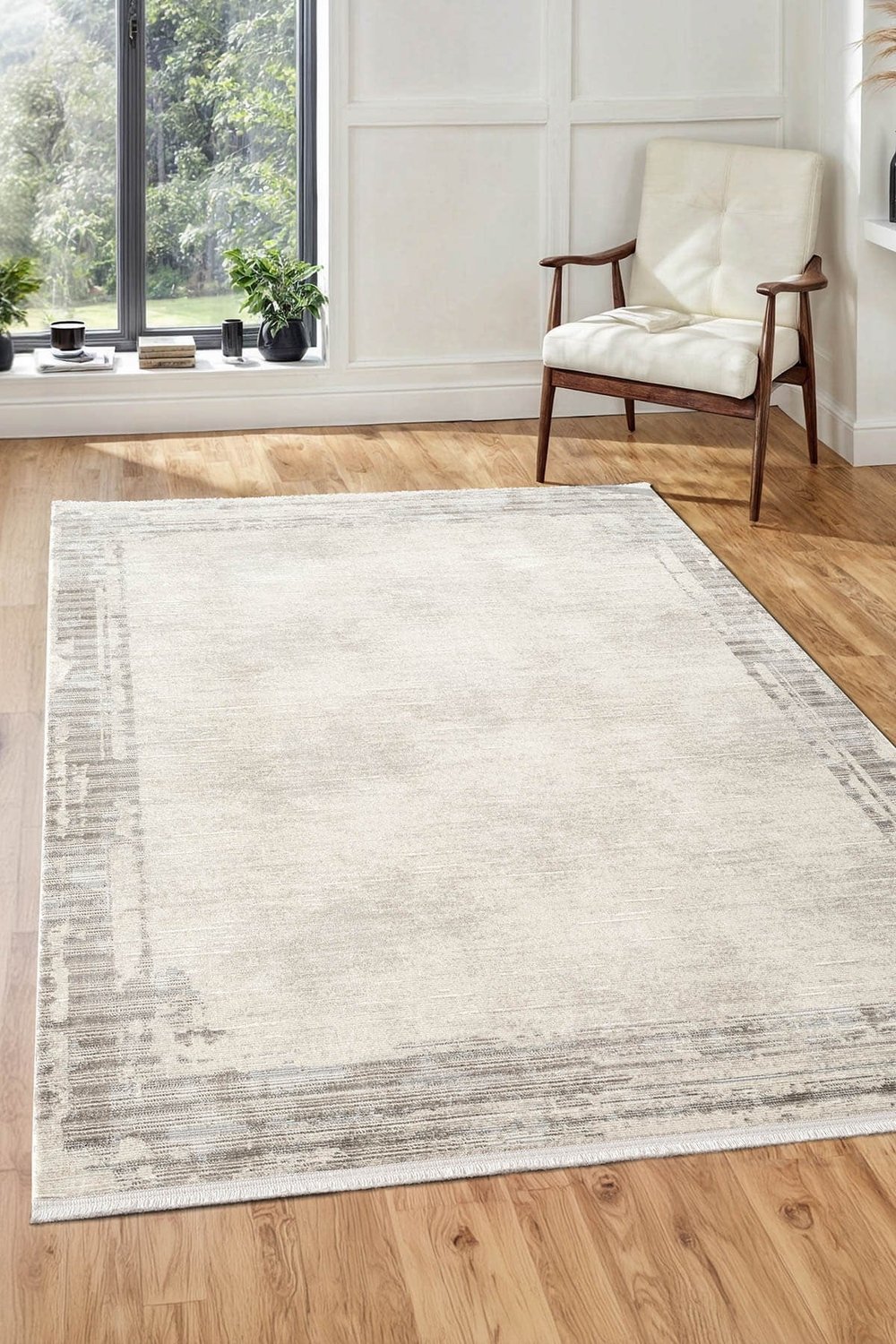Sılva SL103A Krem Halı Modern Desen Pamuk Taban Salon Halısı Yatak Odası Mutfak Koridor