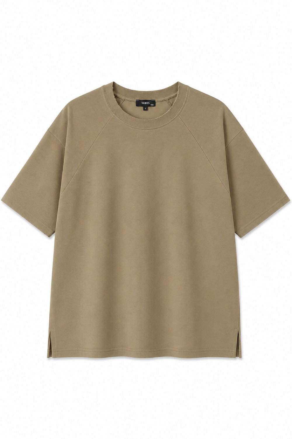 Oversize Reglan Kol Basic Tişört Haki
