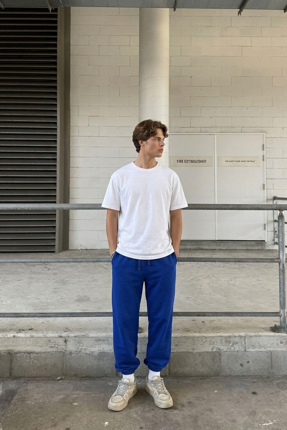 Basıc Paça Lastikli Oversize Eşofman Alt Saks