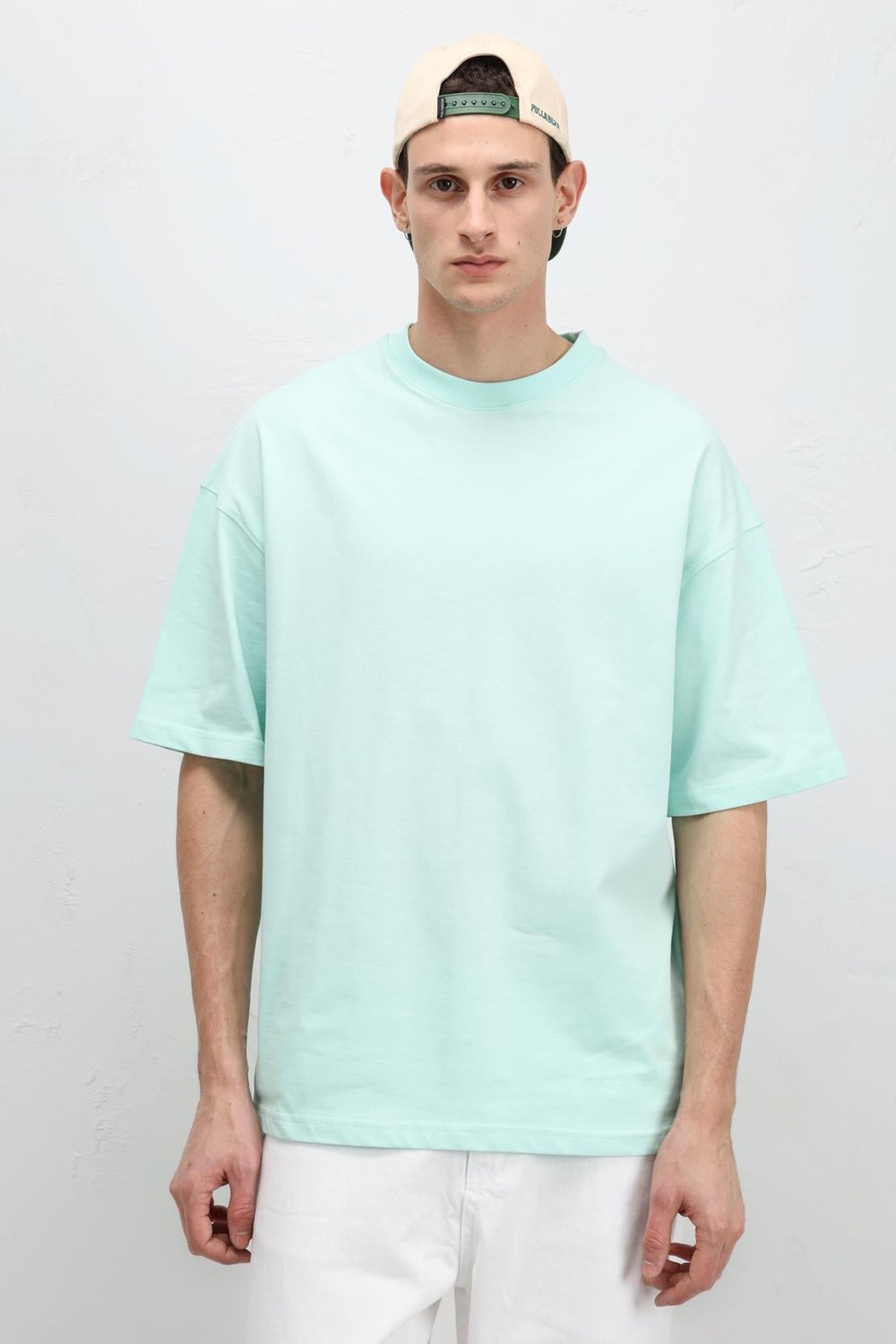 Basic Oversize Bisiklet Yaka Tişört Mint