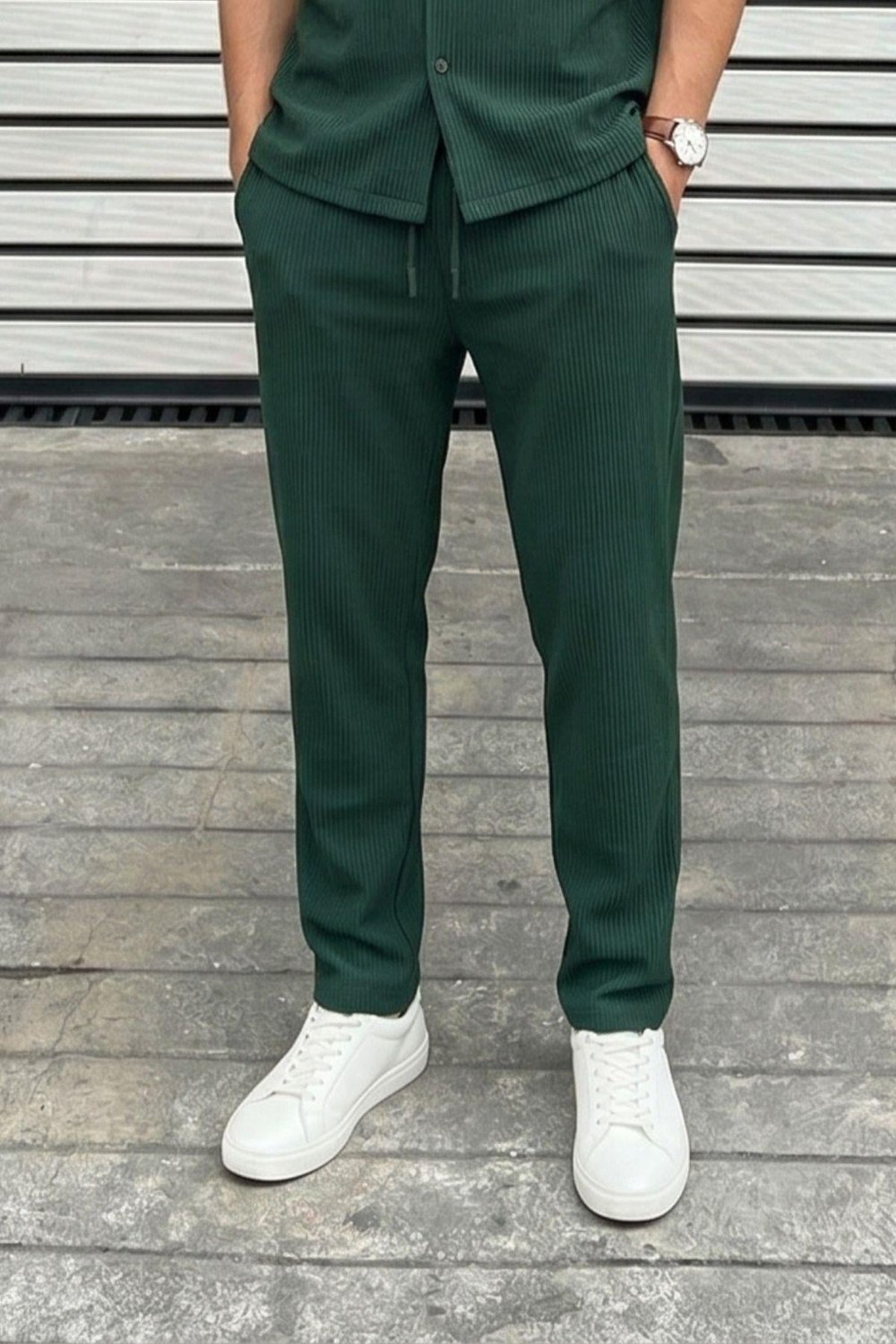 Fitilli Baggy Fit Pantolon Yeşil
