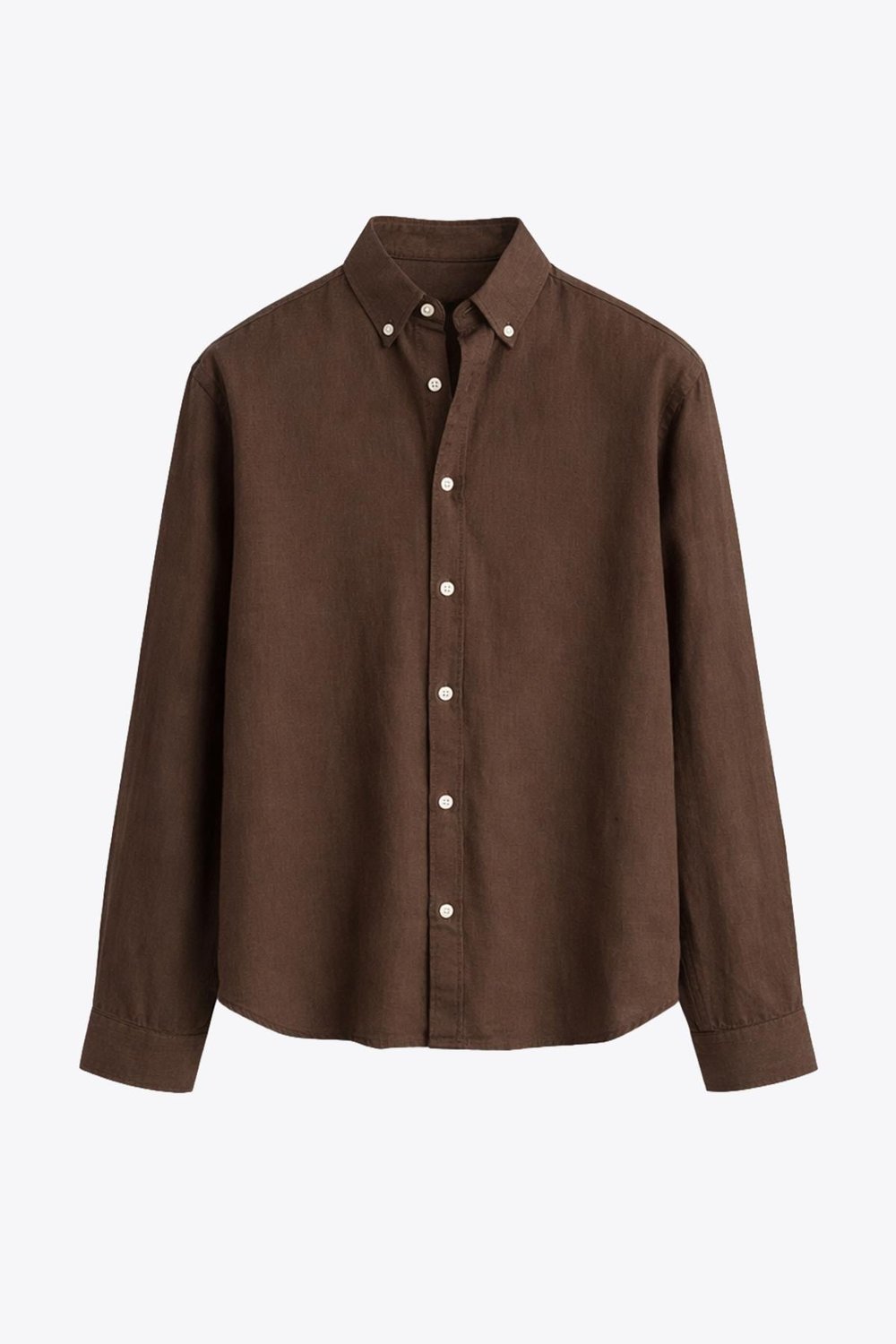 Basic Oversize Pamuk  Keten Gömlek Kahve