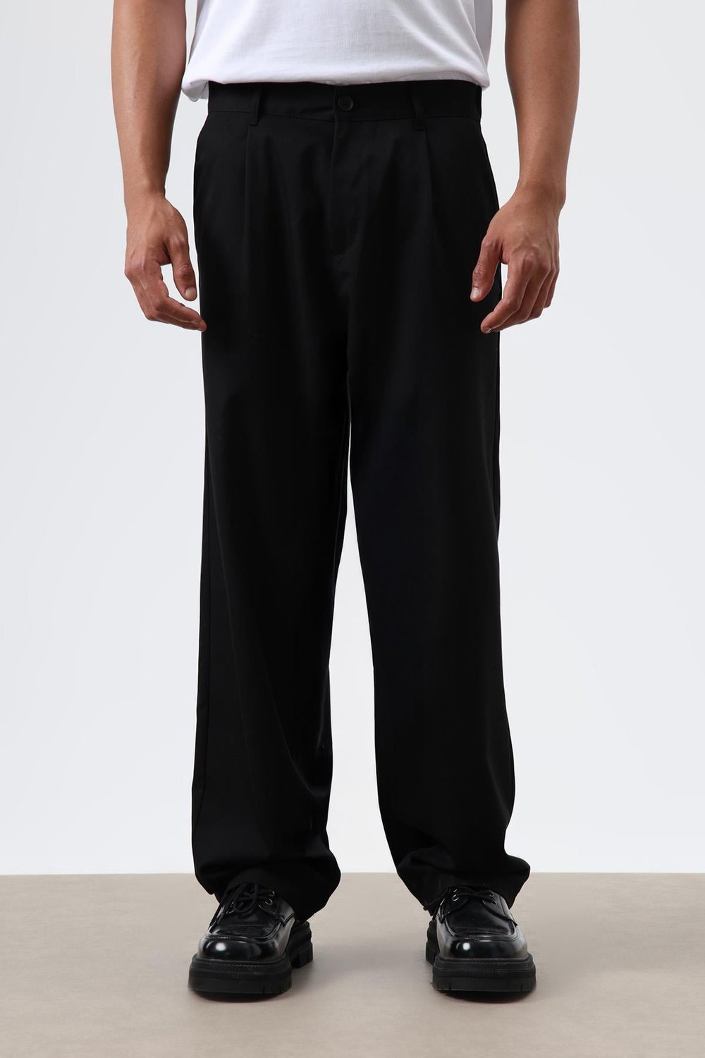 Baggy Fit Kumaş Pantolon Siyah