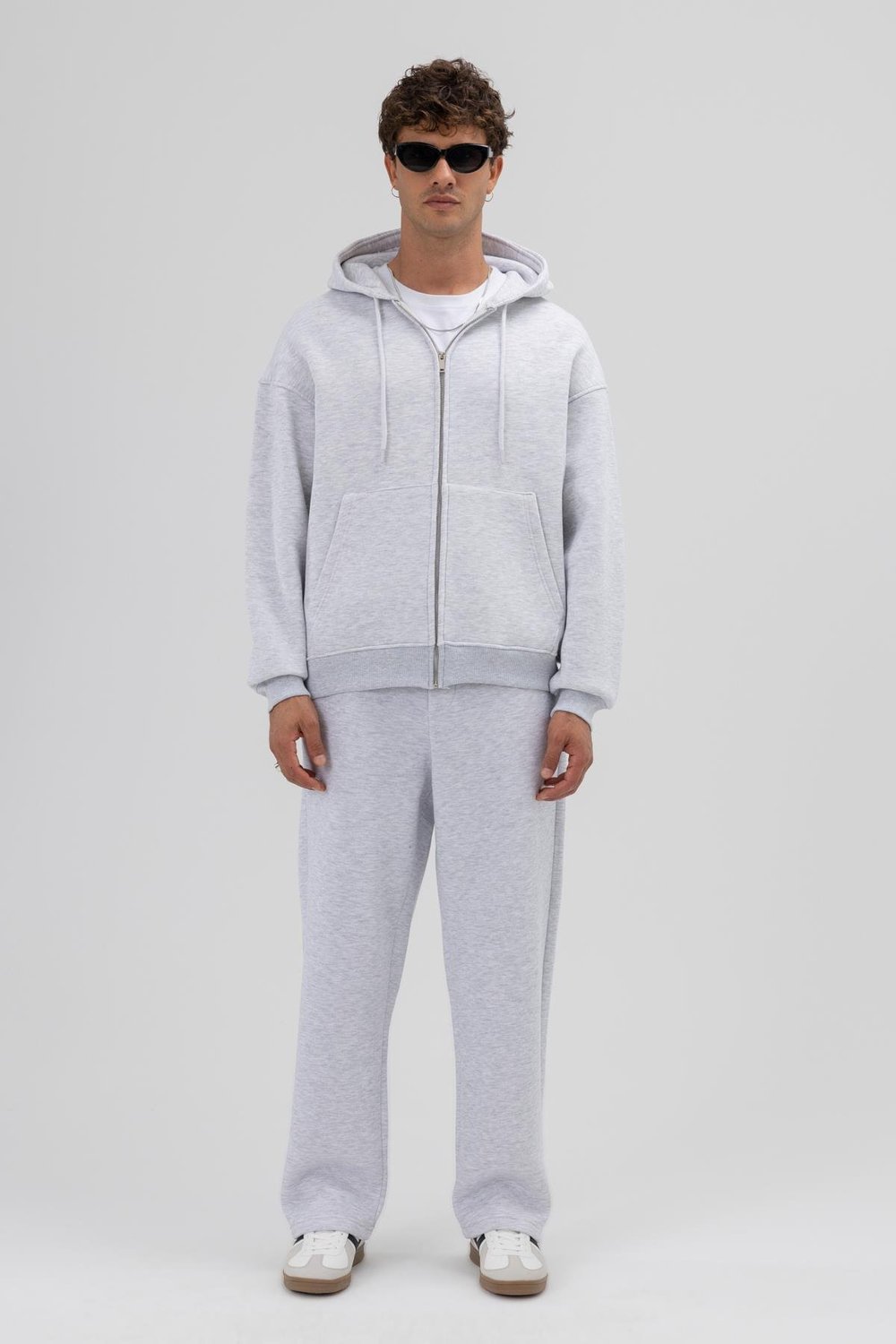 Basic Fermuarlı Oversize Kapüşonlu Sweatshirt Karmelanj