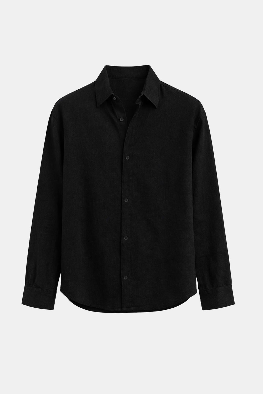 Basic Keten Oversize Gömlek Siyah