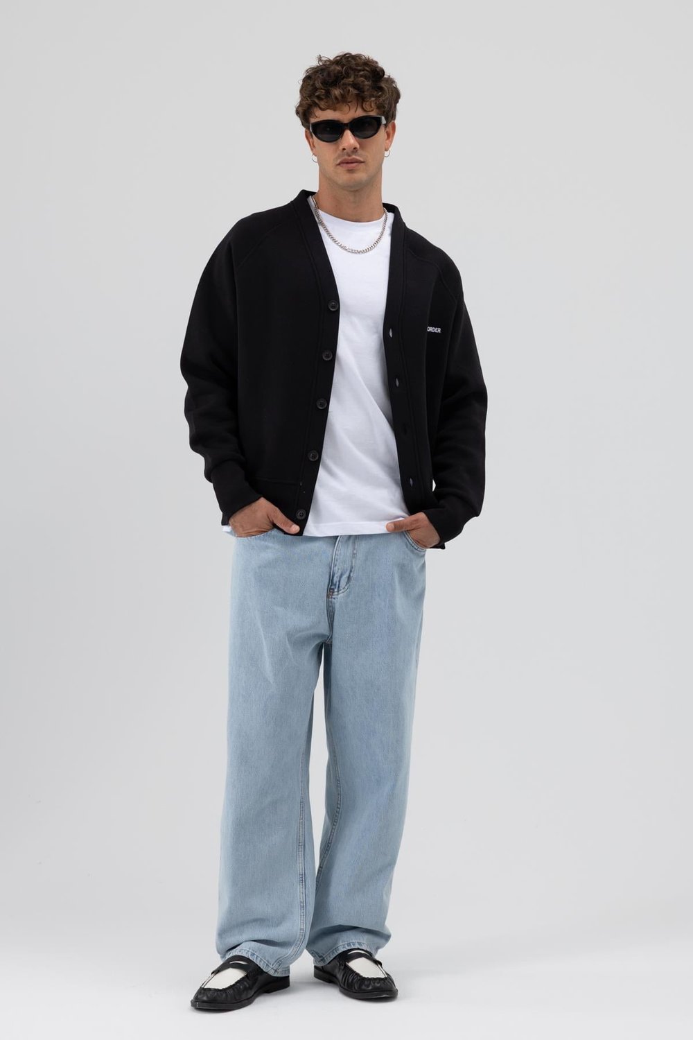 Oversize Düğmeli Sweatshirt Siyah