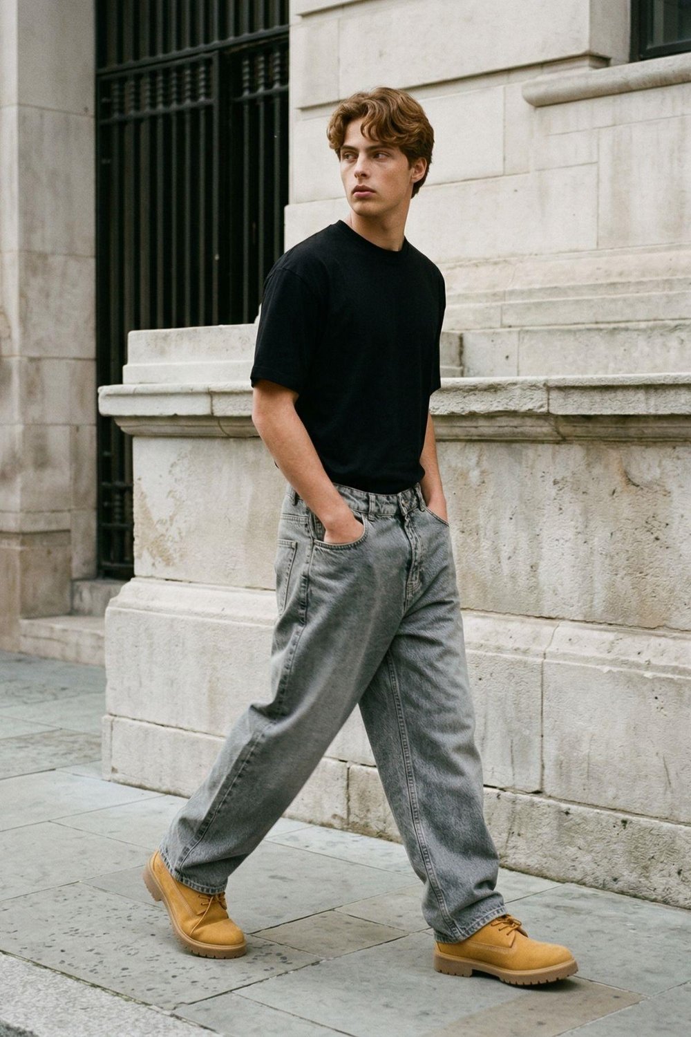 Baggy Fit Jean Gri