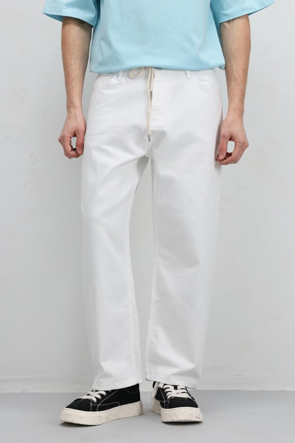 Baggy Fıt Jean Beyaz