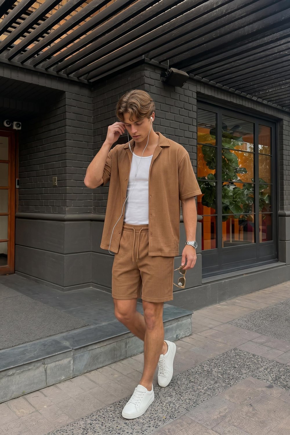 Fitilli Oversize Gömlek Kahve