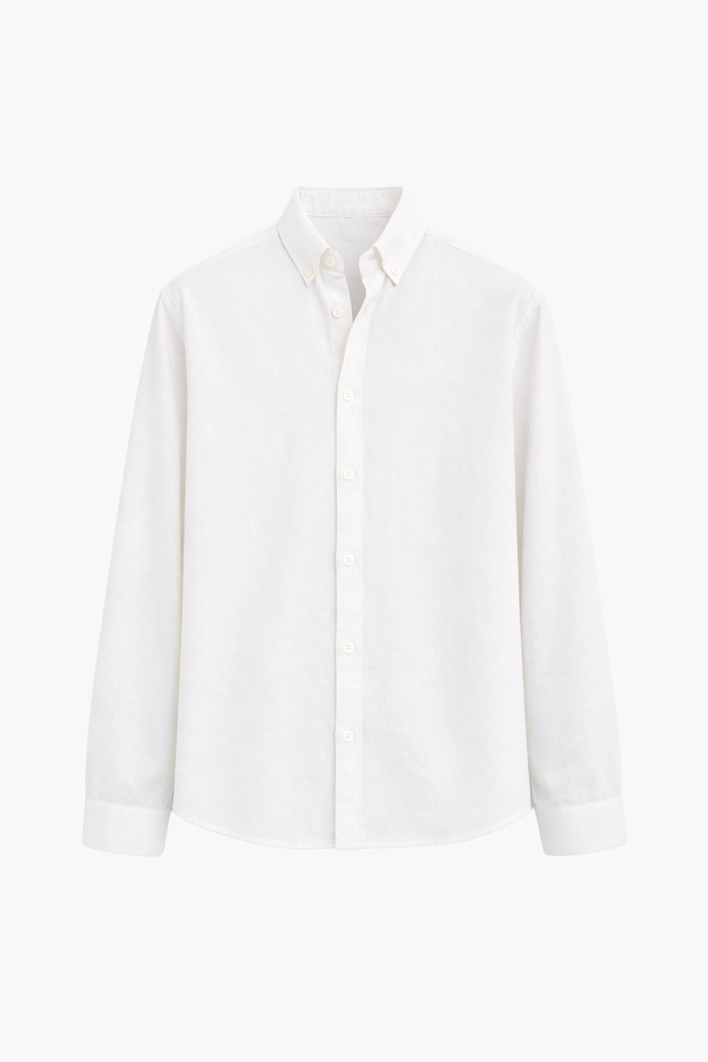 Basic Oversize Pamuk  Keten Gömlek Beyaz