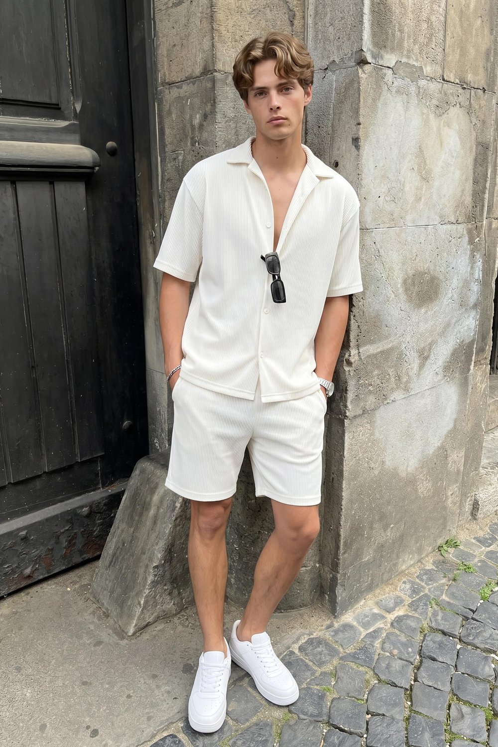 Fitilli Oversize Gömlek Beyaz
