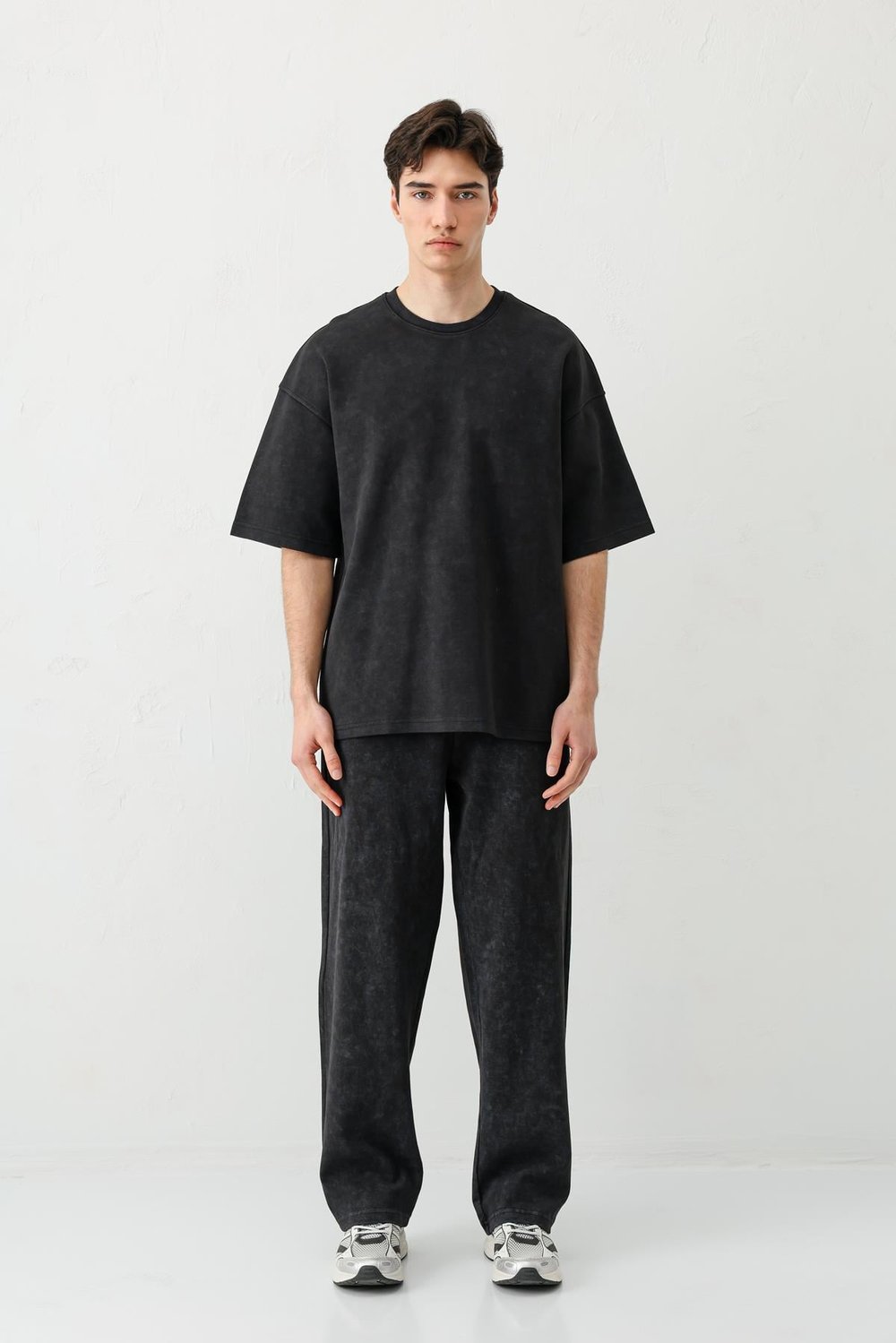 Baggy Fit Yıkamalı Eşofman Alt Siyah