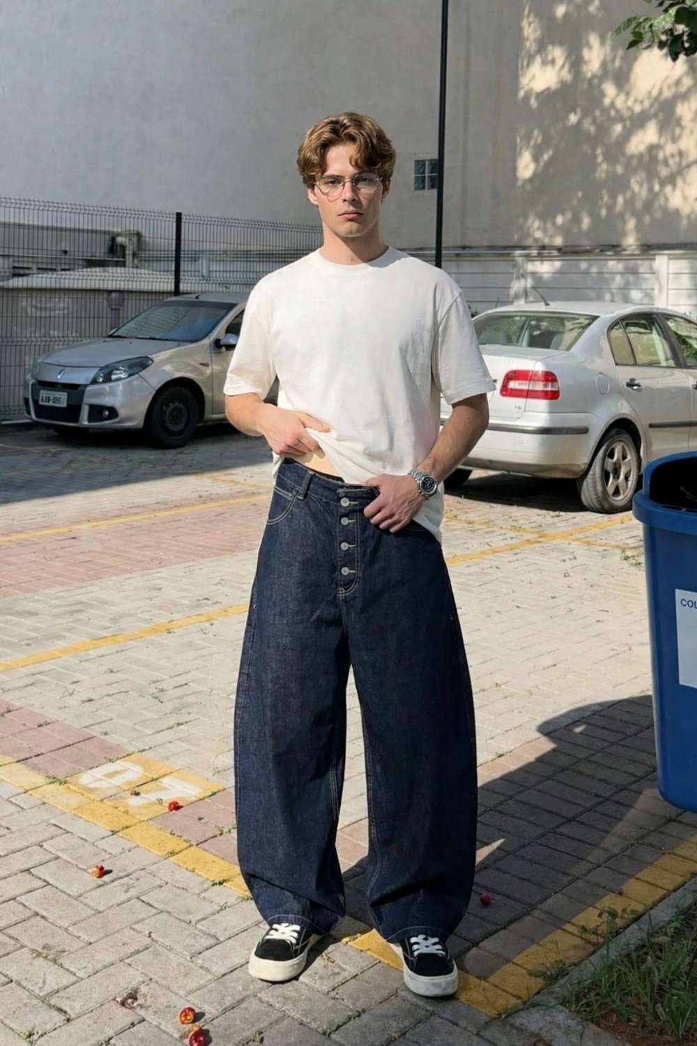 Barrel Fit Jeans Lacivert