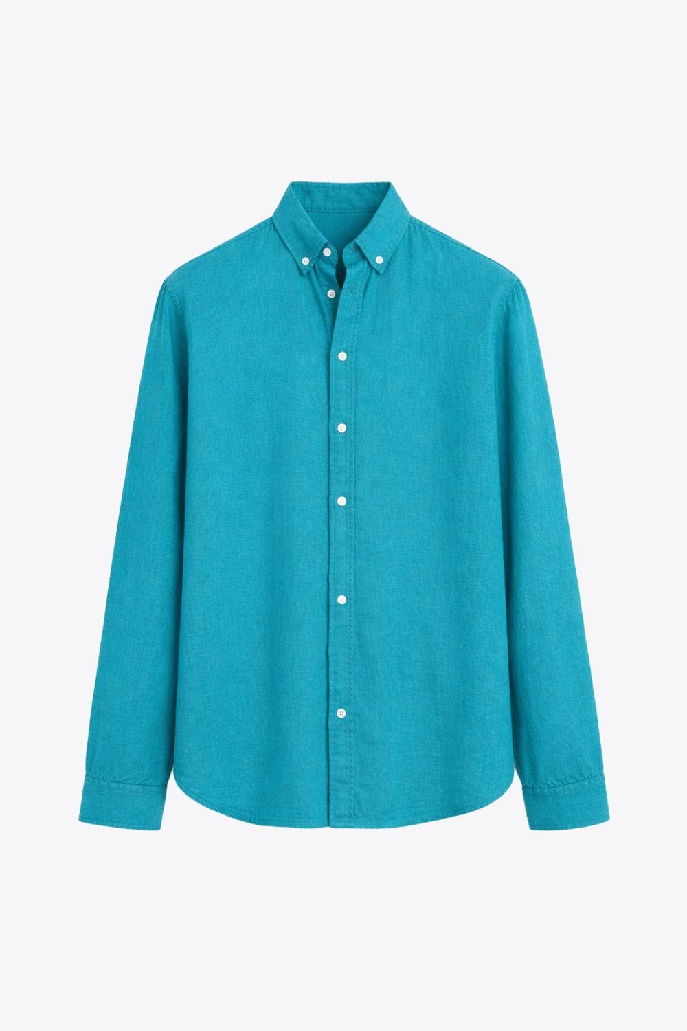 Basic Oversize Pamuk  Keten Gömlek AÇIK TURKUAZ