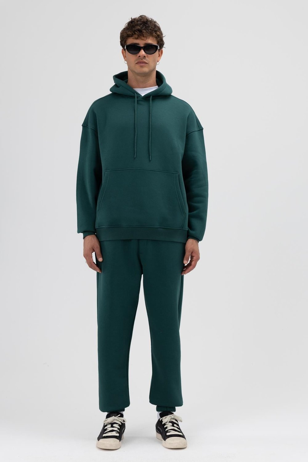Basic Oversize Kapüşonlu Sweatshirt Nefti