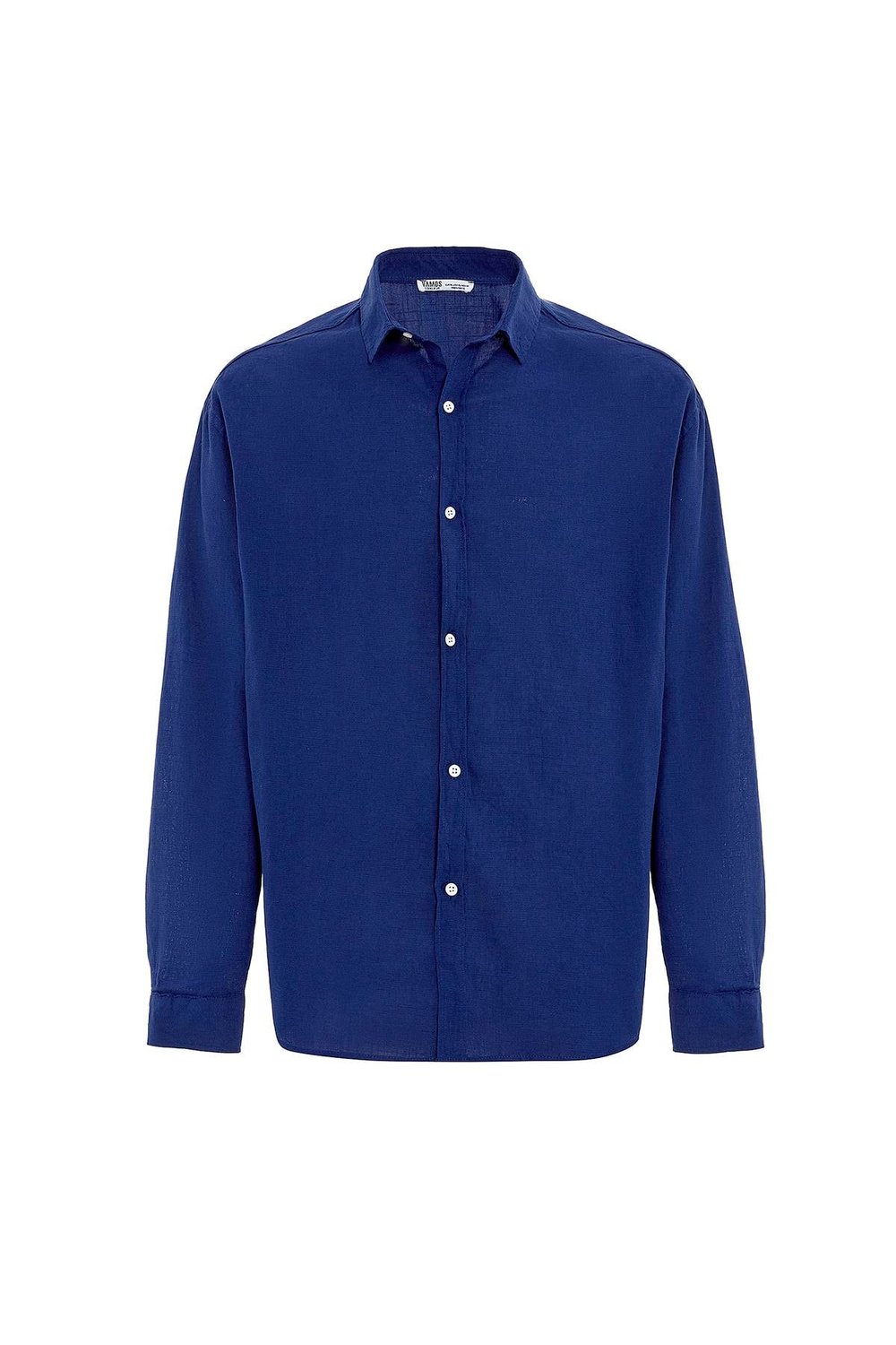 Basic Oversize Pamuk  Keten Gömlek Saks
