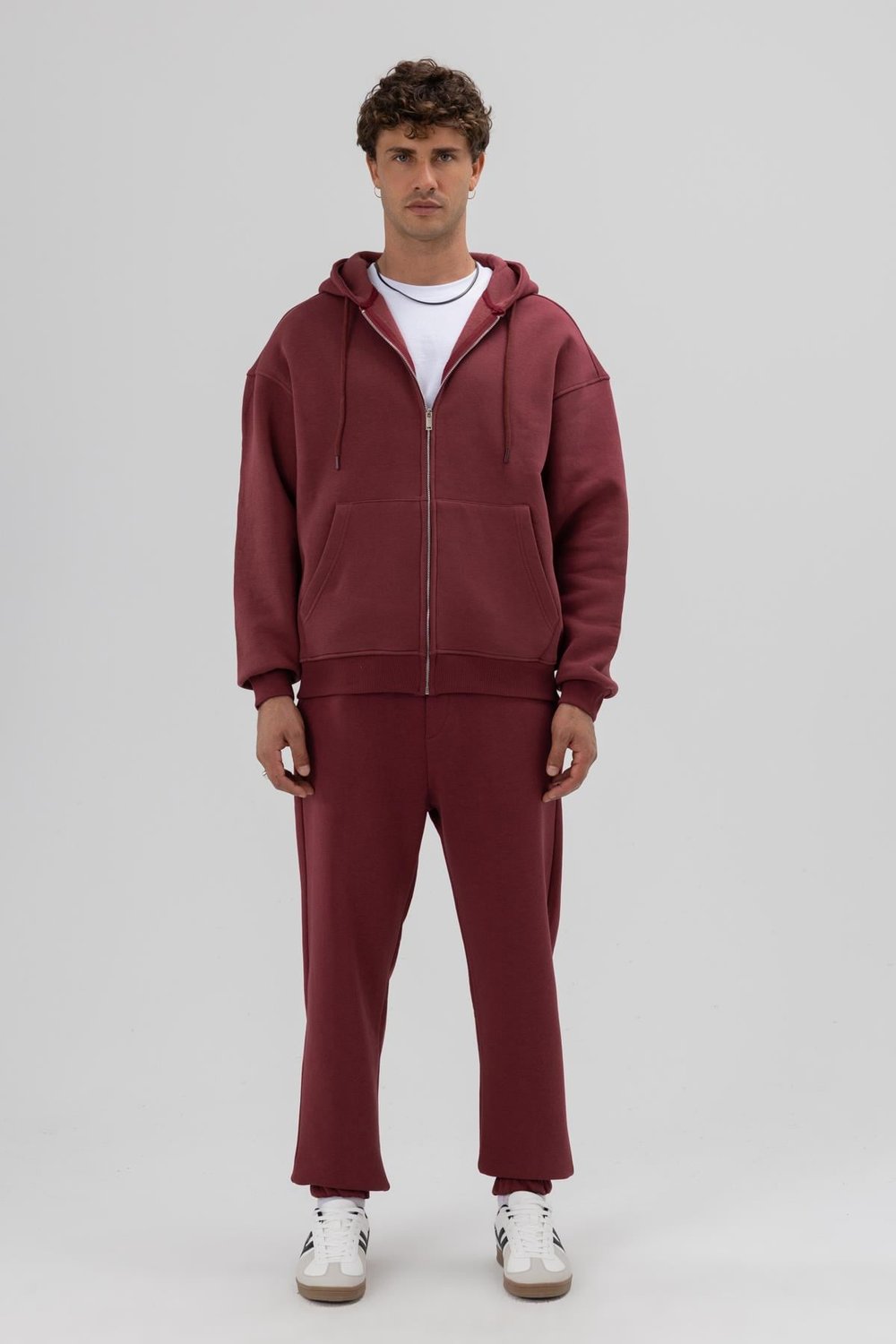 Basic Paça Lastikli Eşofman Alt Bordo