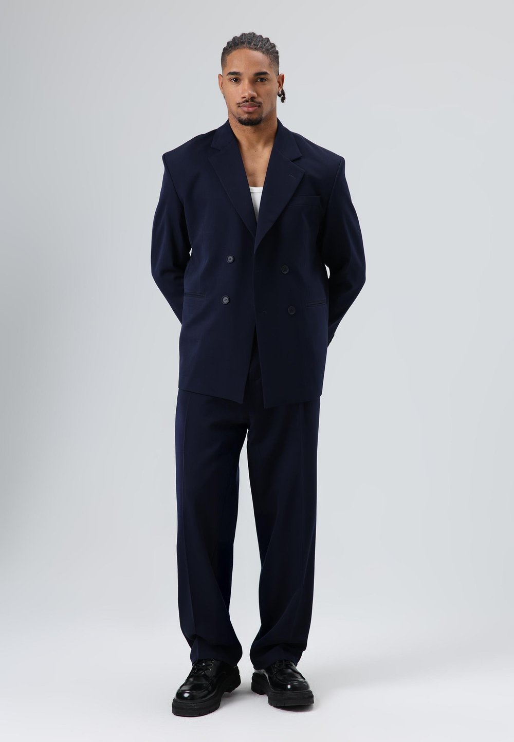 Oversize Kruvaze Takım Elbise Lacivert