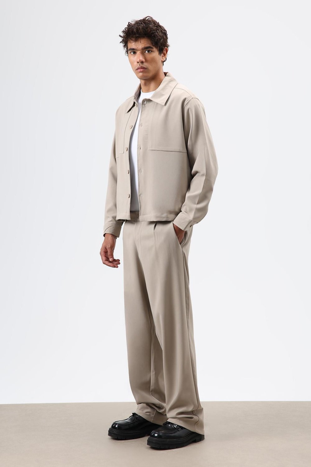 Baggy Fit Kumaş Pantolon Bej