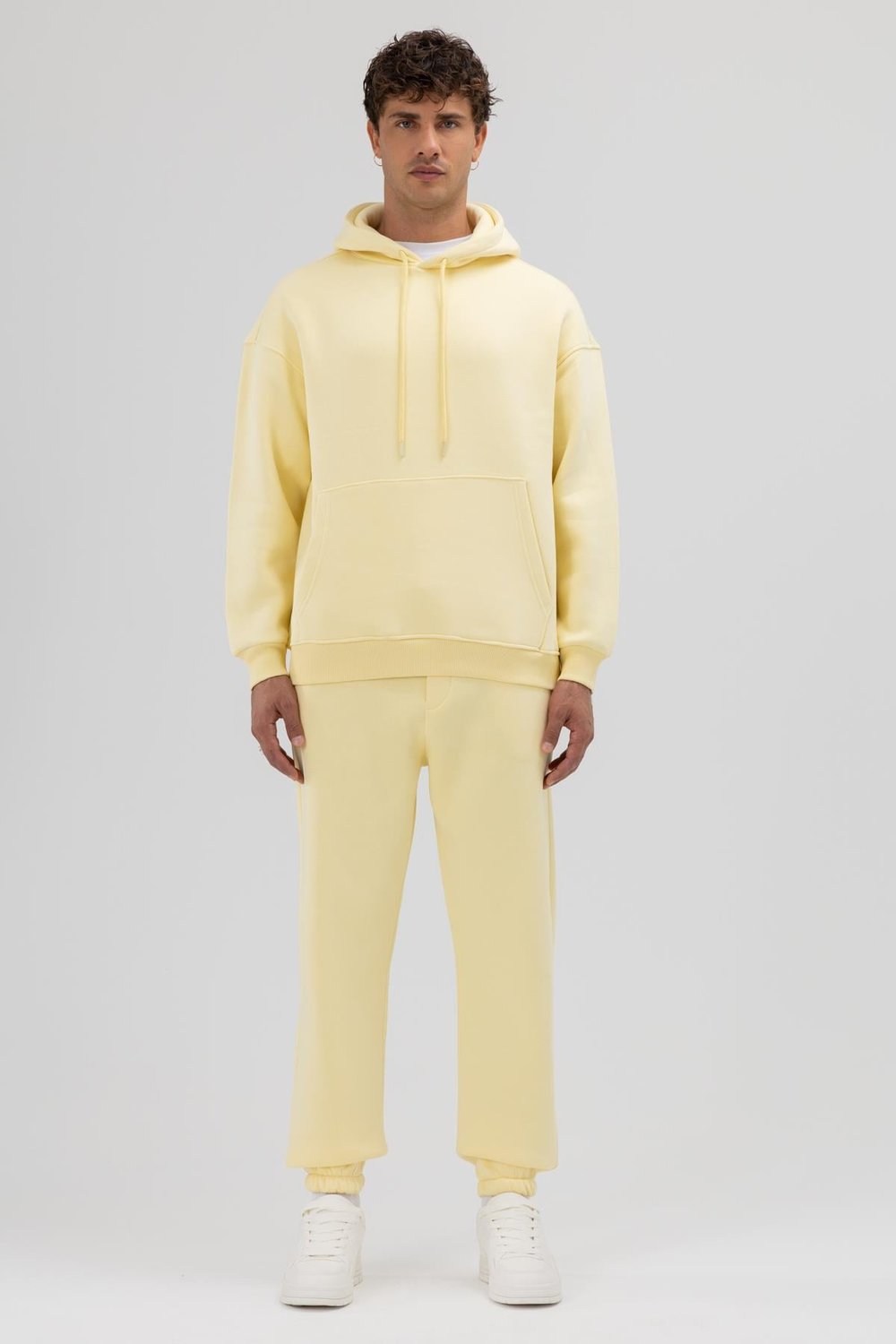 Basic Oversize Kapüşonlu Sweatshirt Sarı