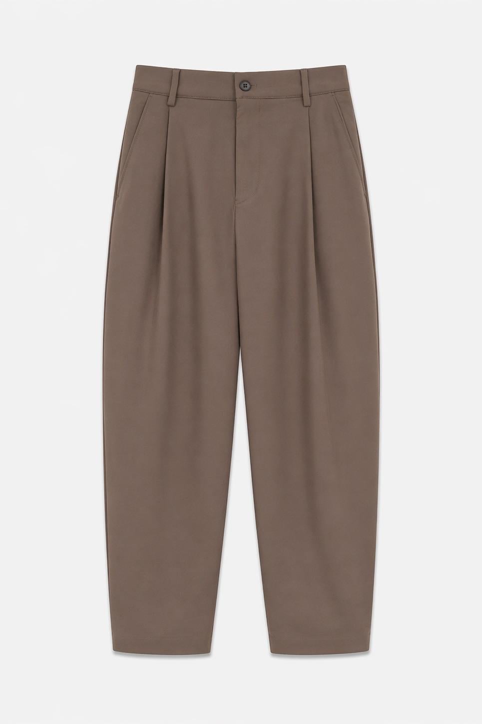 Süper Baggy Fit Esnek Kumaş Pantolon Vizon