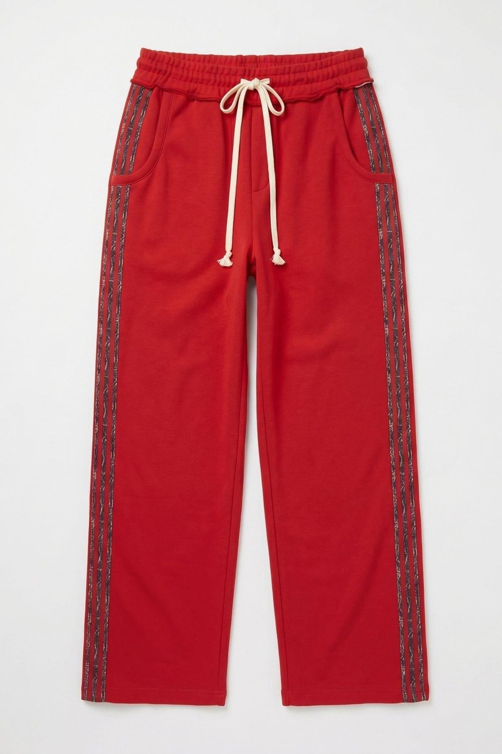 Şerit Detaylı Baggy Eşofman Altı Kırmızı