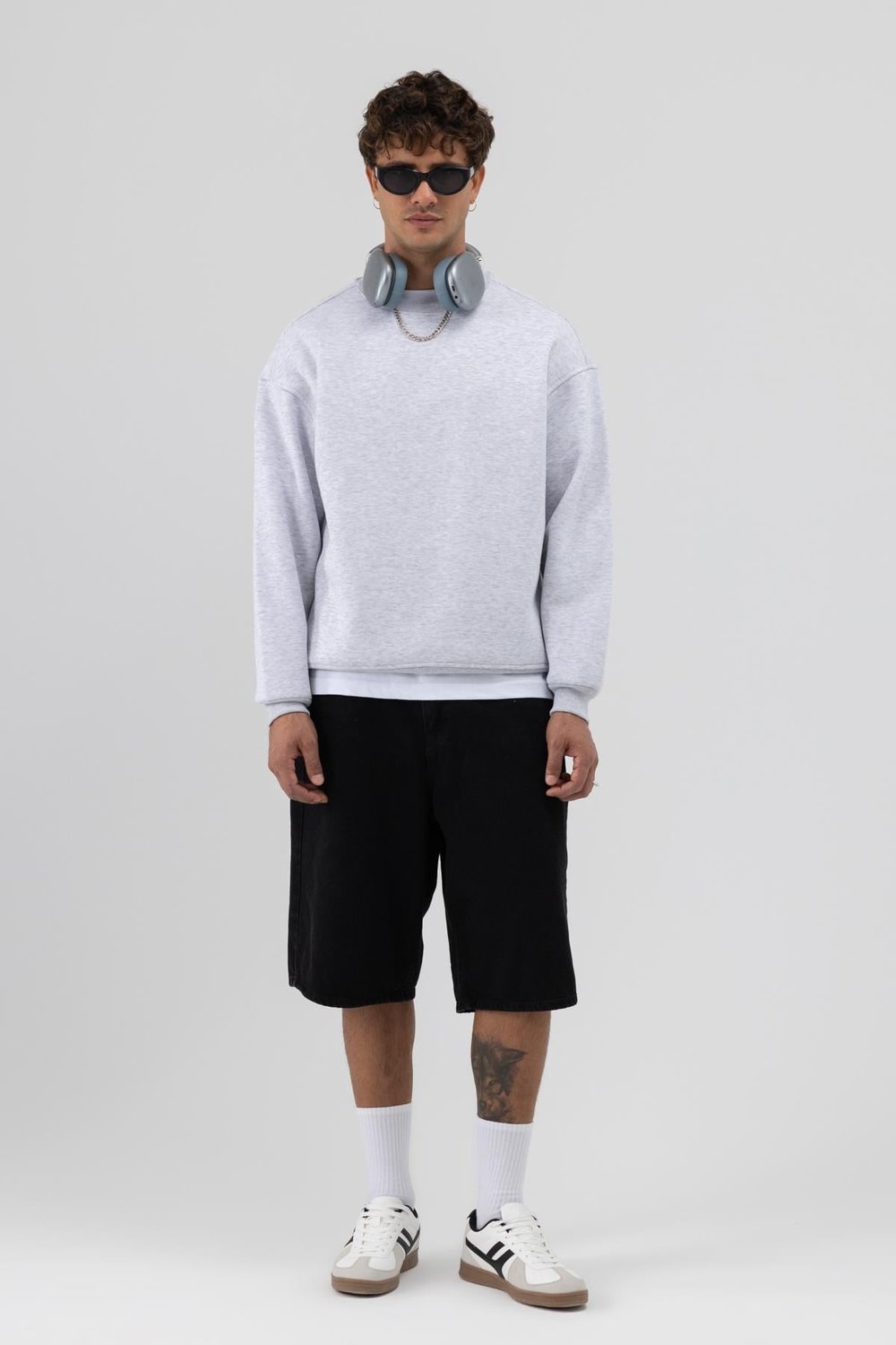 Basic Bisiklet Yaka Oversize Sweatshirt Karmelanj