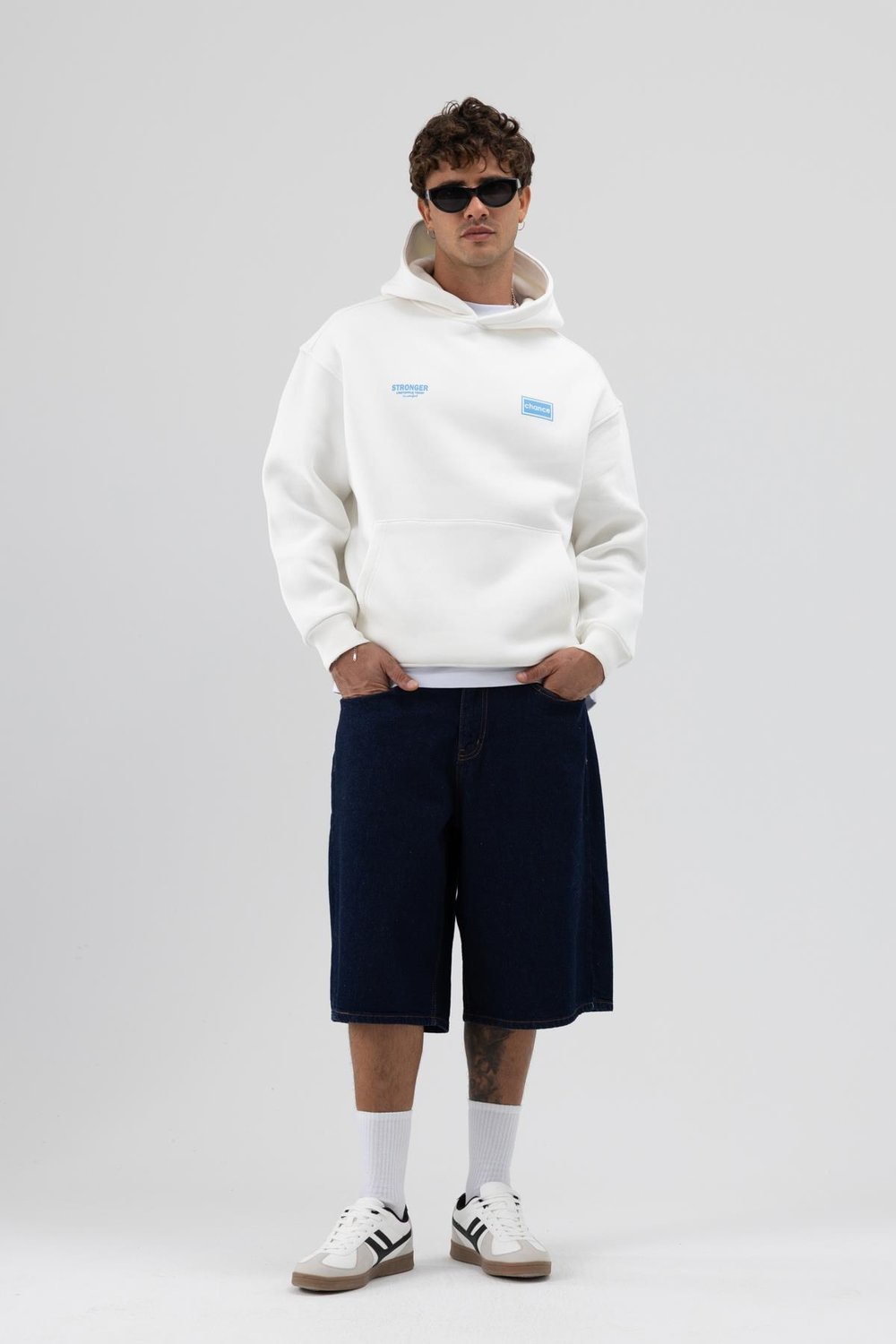 Oversize Arka Baskılı Sweatshirt Ekru