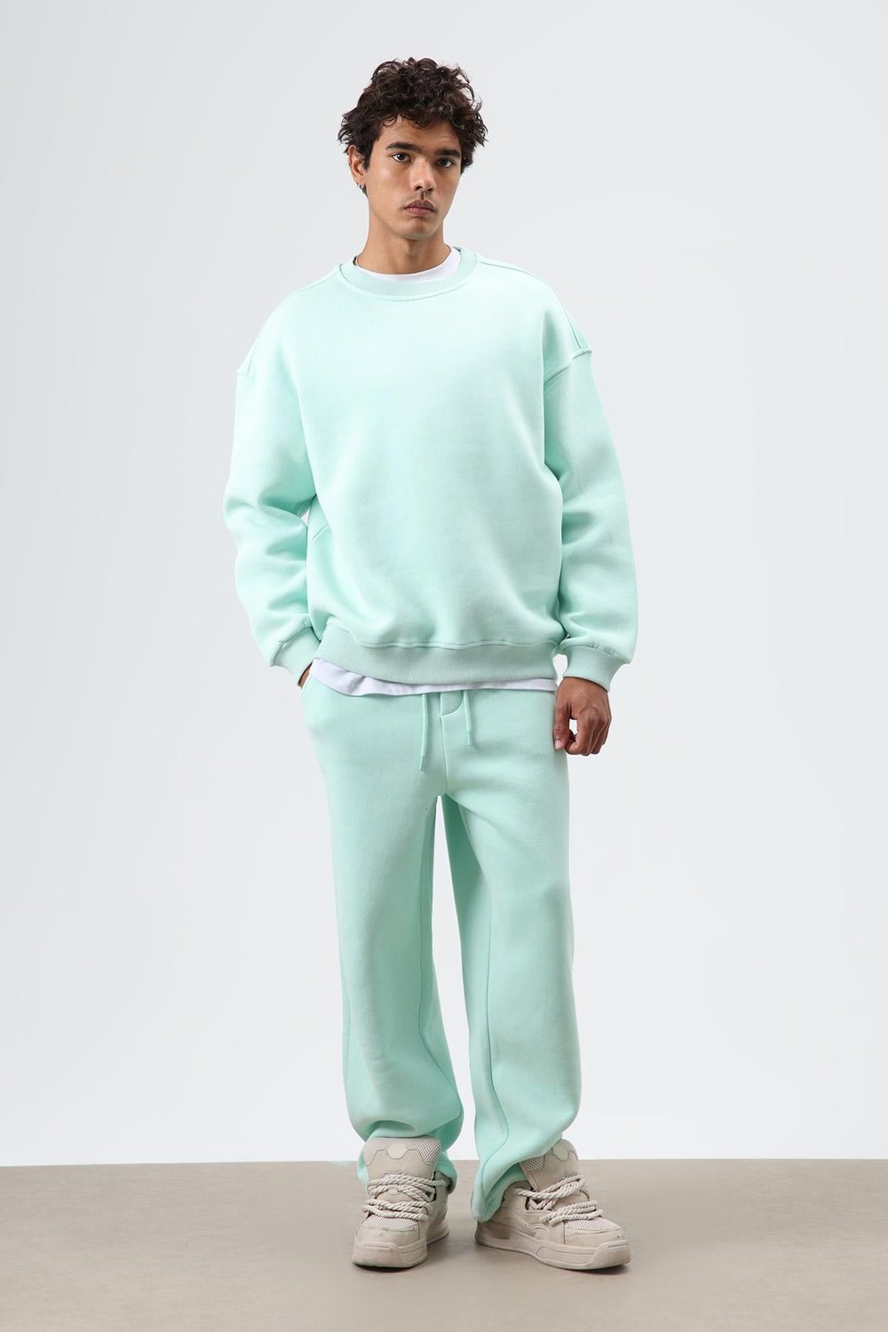 Basic Oversize Yıkamalı Sweatshirt Mint