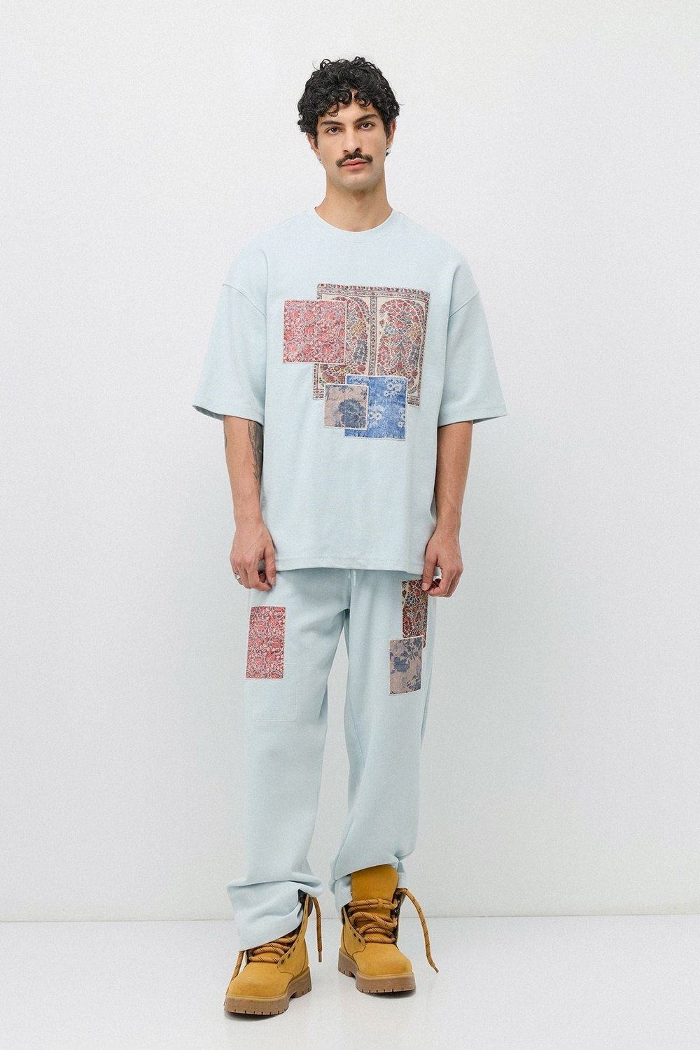 Oversize Baskılı Eşofman Takım Bebe Mavi