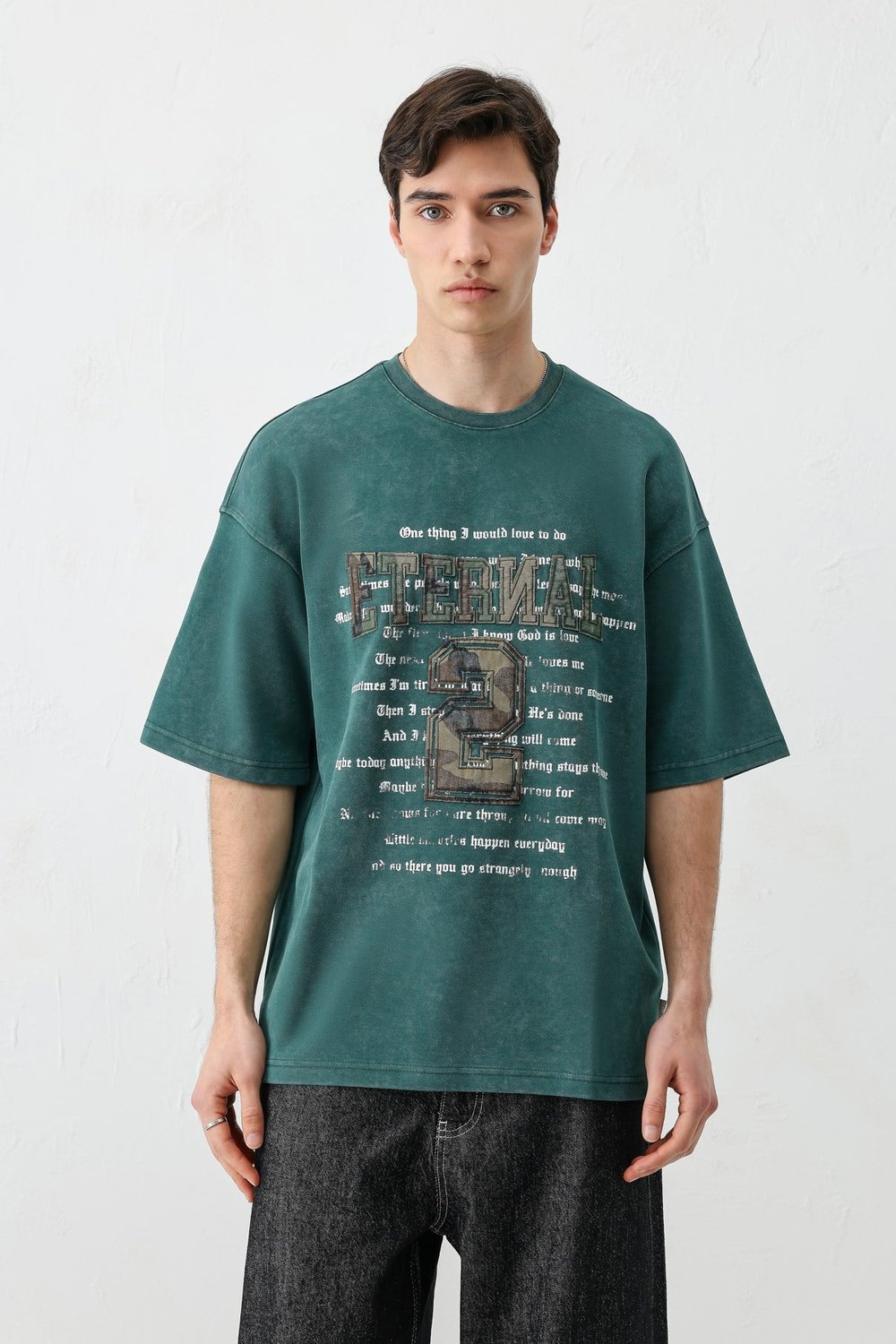 Oversize Baskılı Tişört Nefti