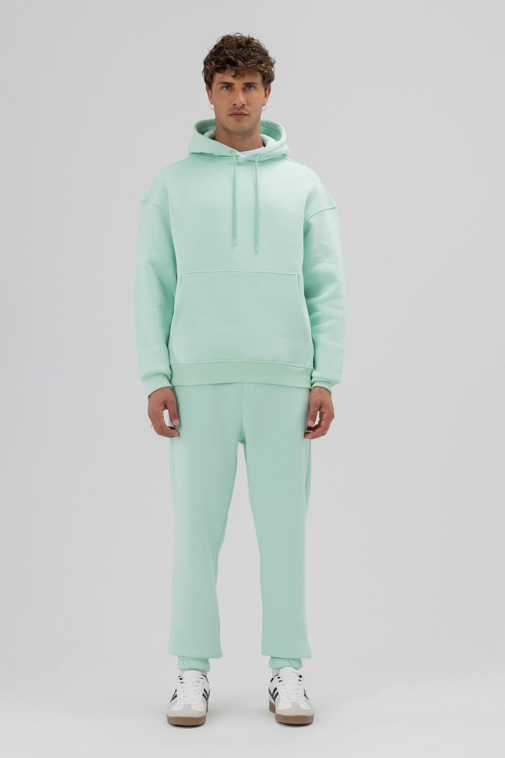 Basic Oversize Kapüşonlu Sweatshirt Mint
