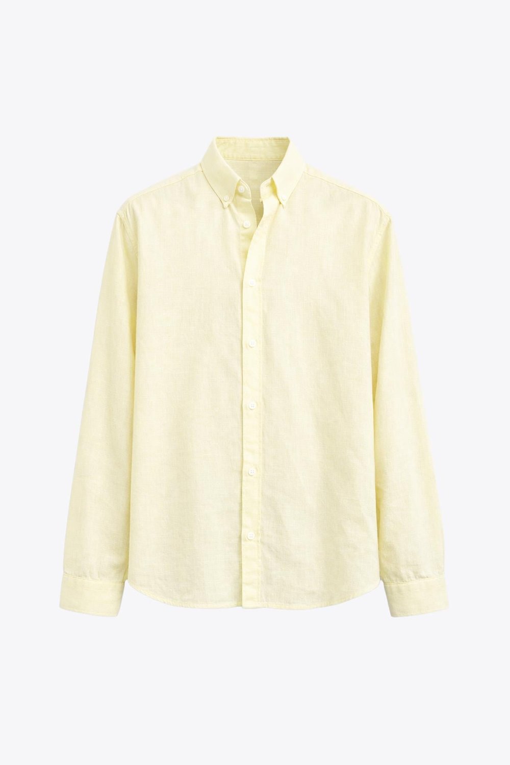Basic Oversize Pamuk  Keten Gömlek Sarı