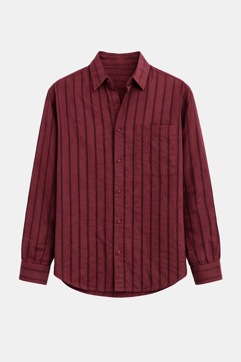 Çizgili Oversize Gömlek Bordo