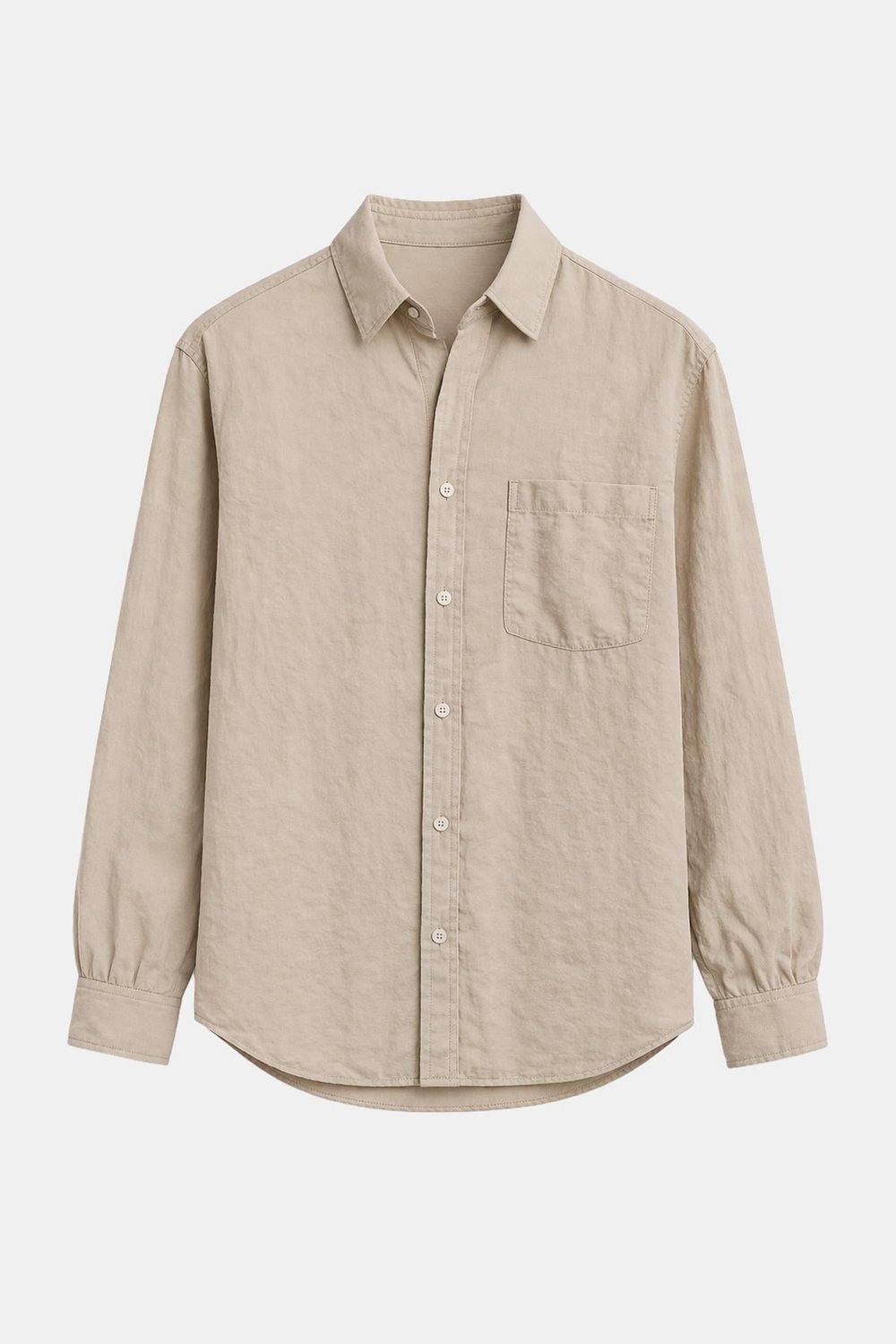 Modal Kumaş Cepli Oversize Gömlek Bej