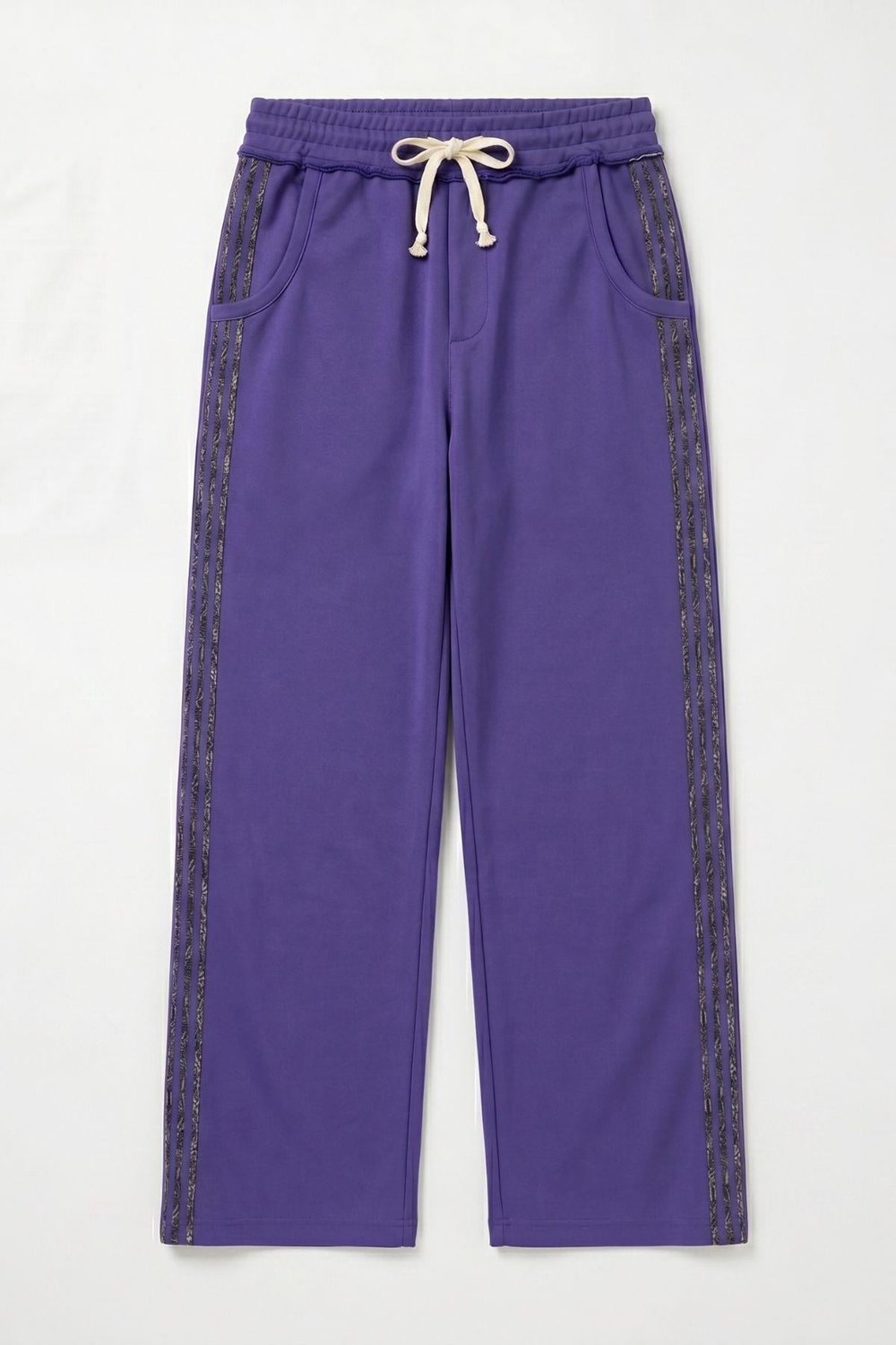 Şerit Detaylı Baggy Eşofman Altı Mor