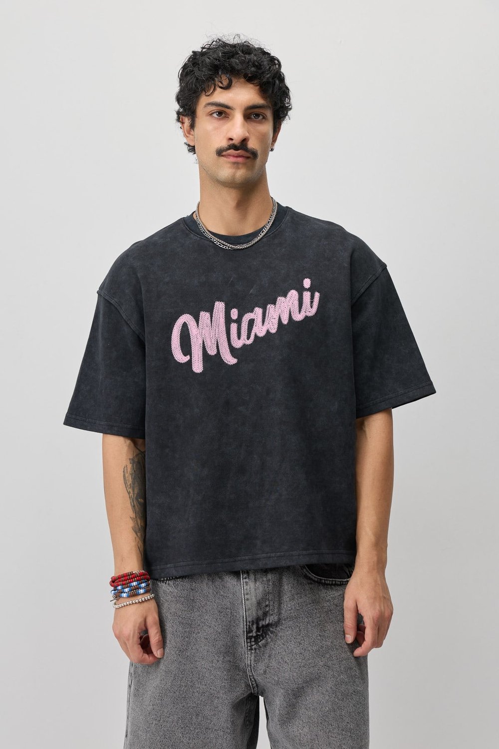 Oversize Baskılı Tişört Siyah