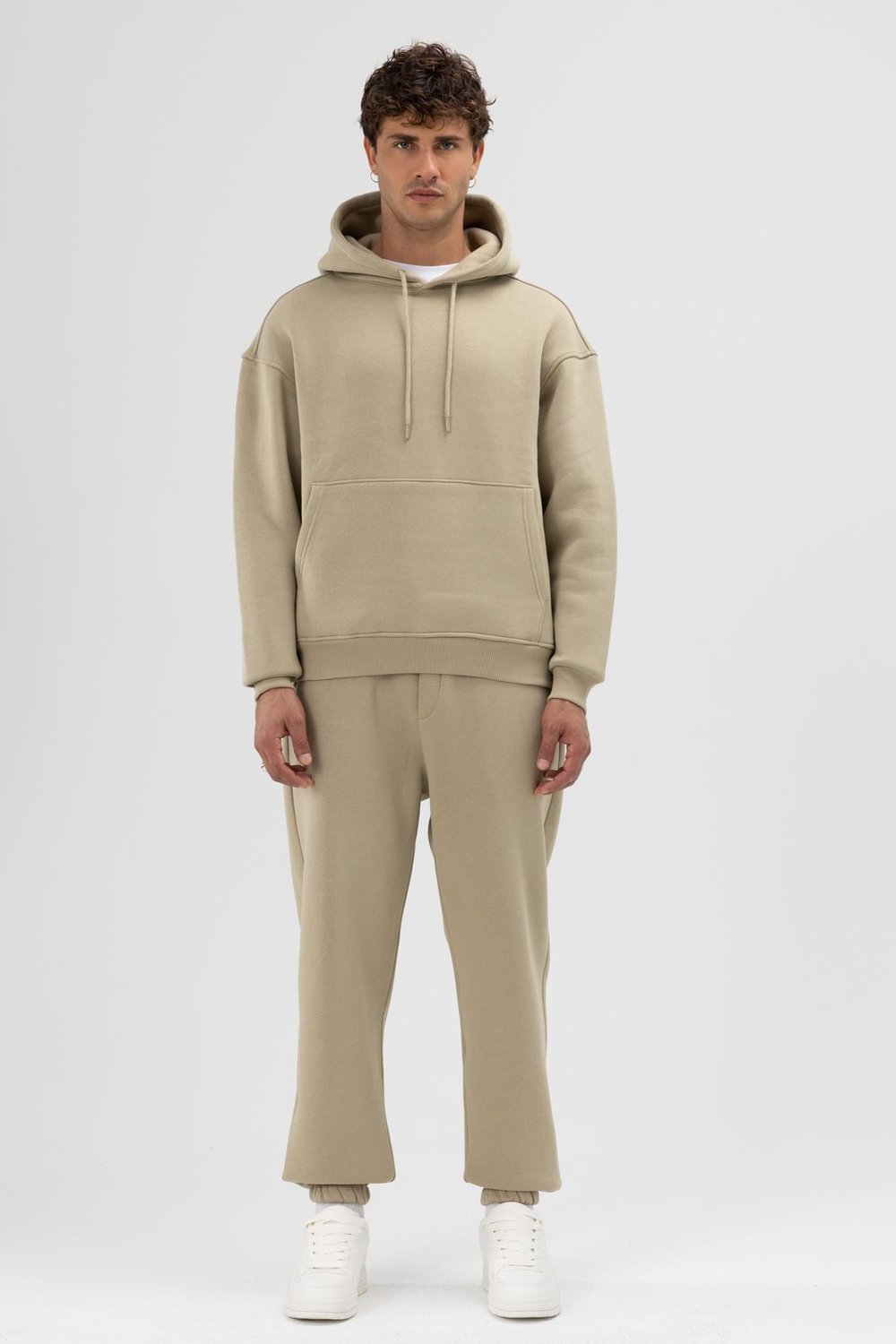 Basic Oversize Kapüşonlu Sweatshirt Haki