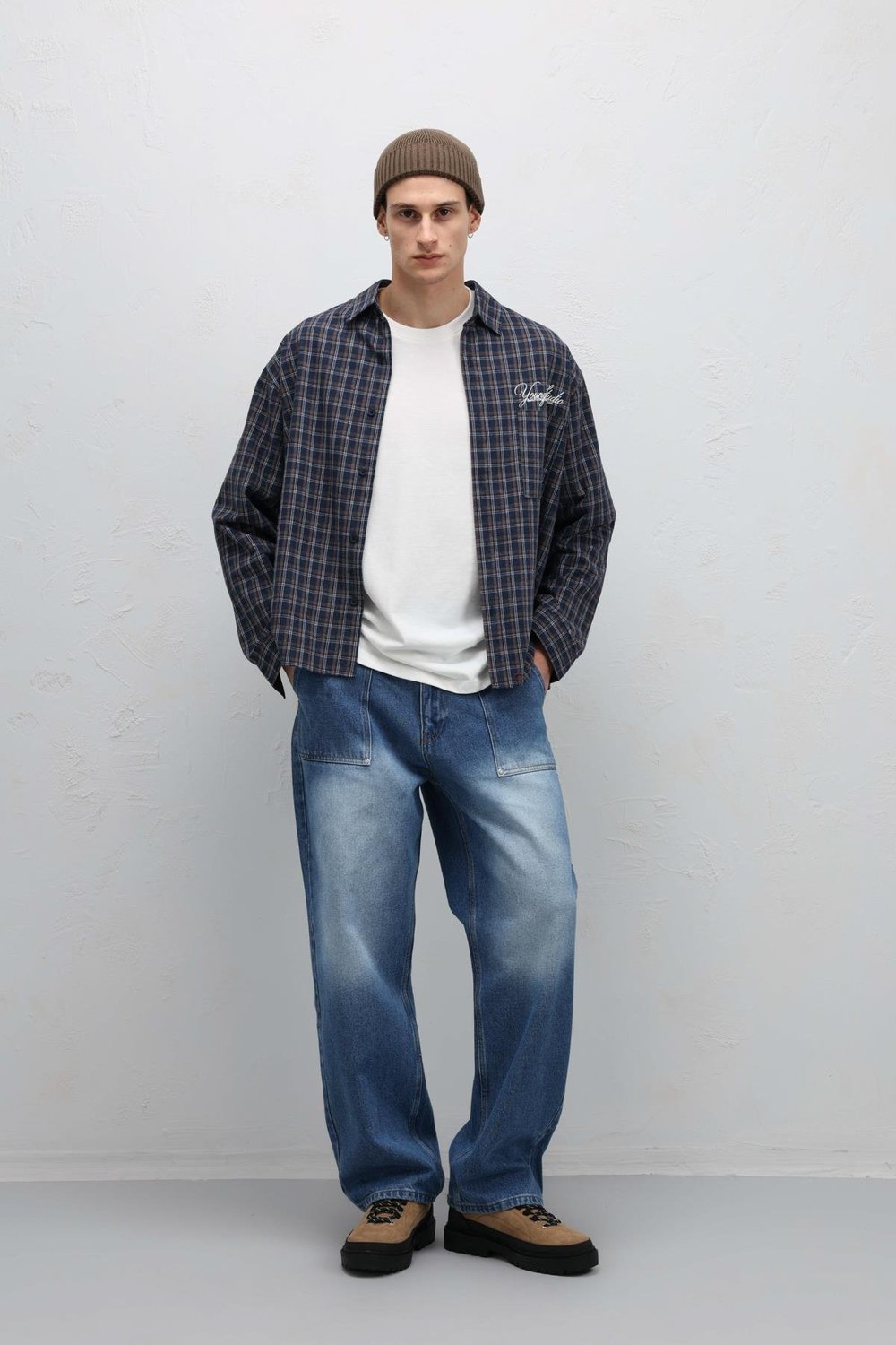 Cep Detaylı Baggy Fit Jean Mavi