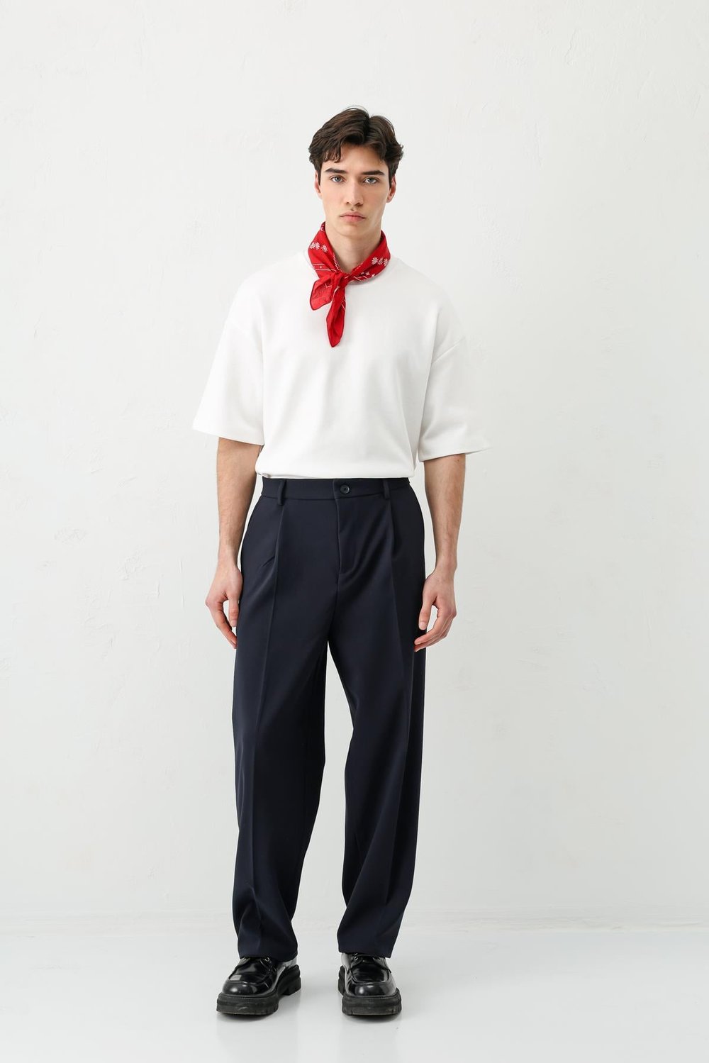 Baggy Fit Pilili Pantolon Lacivert