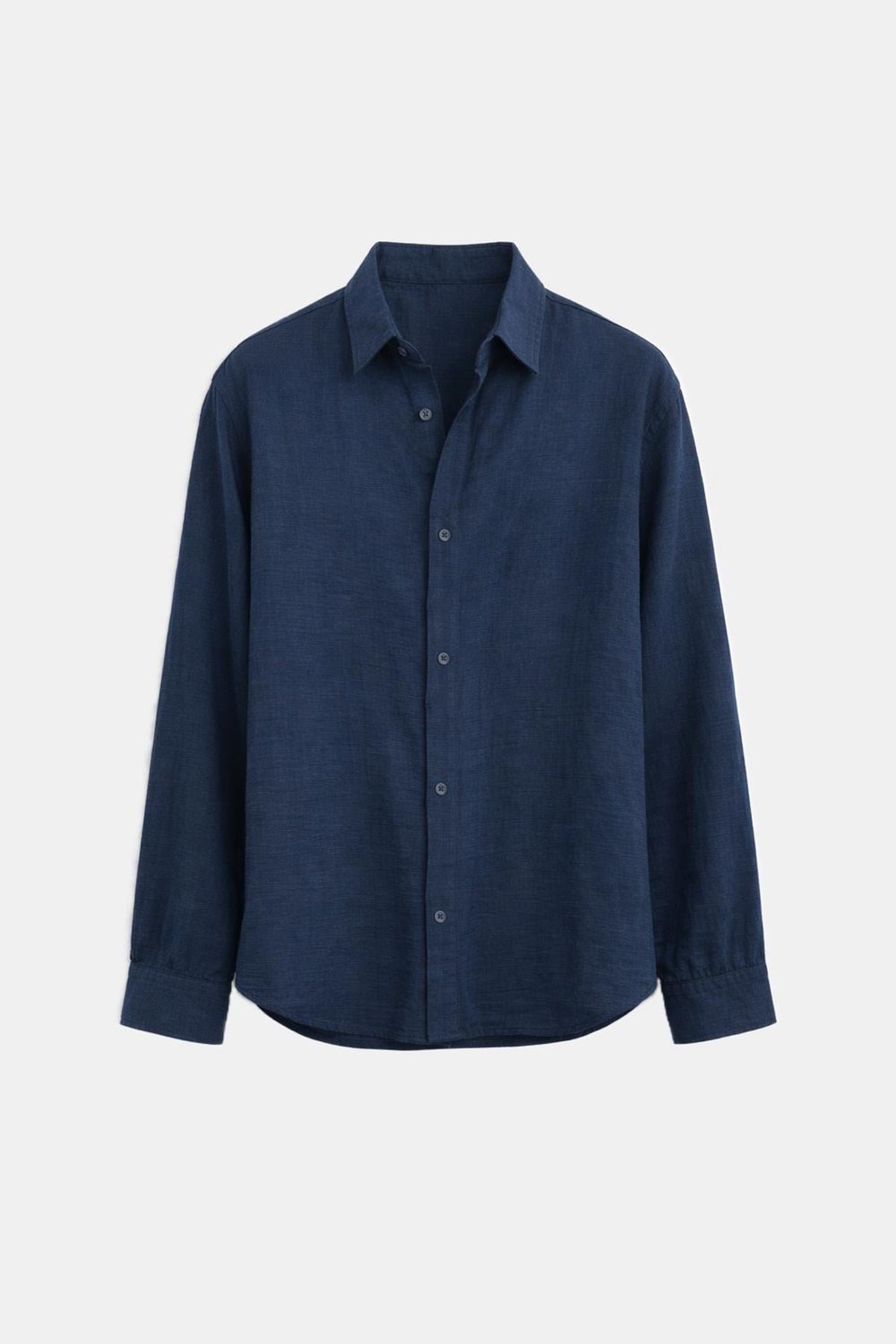 Basic Keten Oversize Gömlek Lacivert