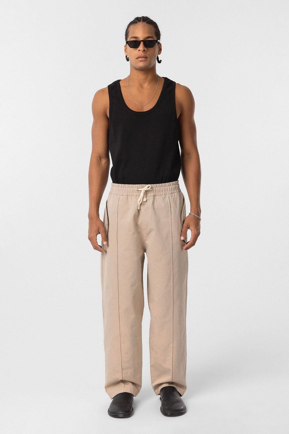 Bağcıklı Baggy Gabardin Pantolon Bej