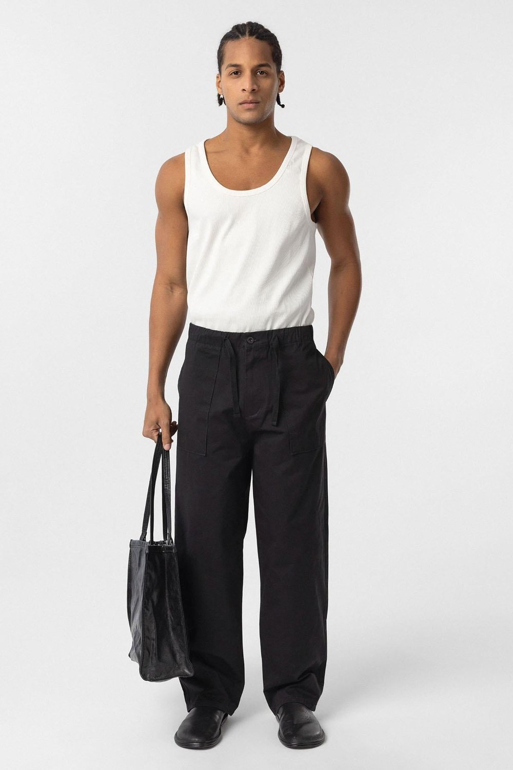 Baggy Fit Gabardin Pantolon Siyah