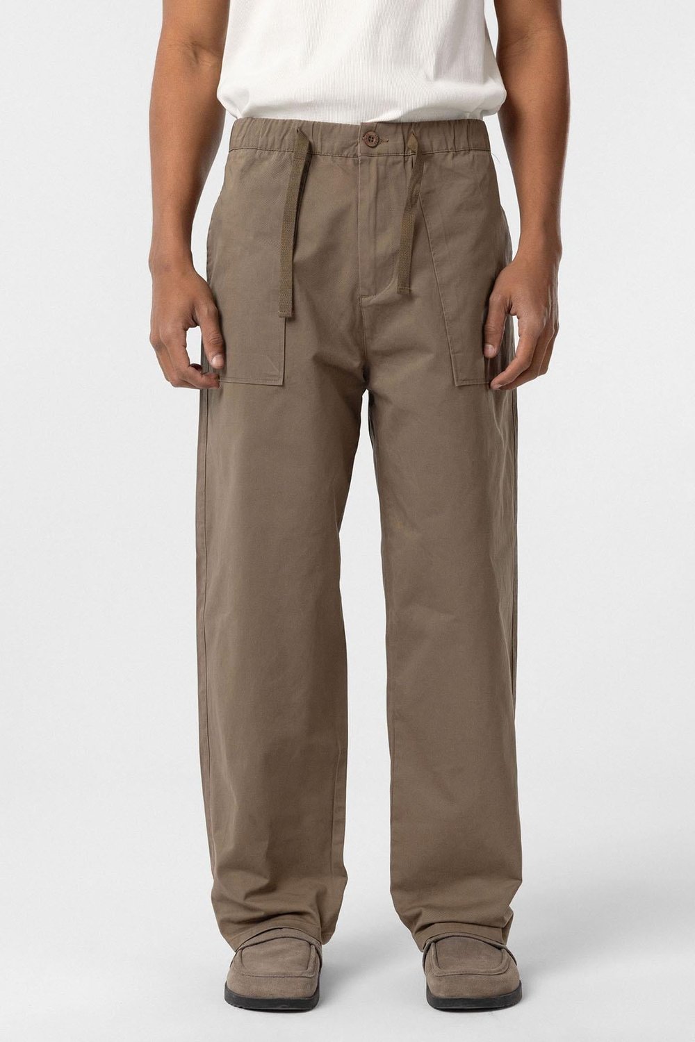 Baggy Fit Gabardin Pantolon Vizon