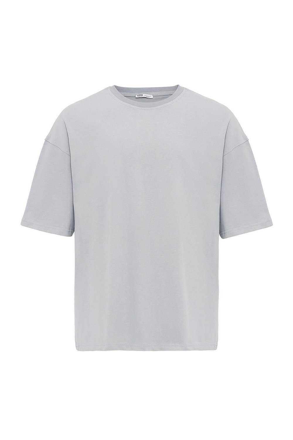 Basic Oversize Bisiklet Yaka Tişört Gri