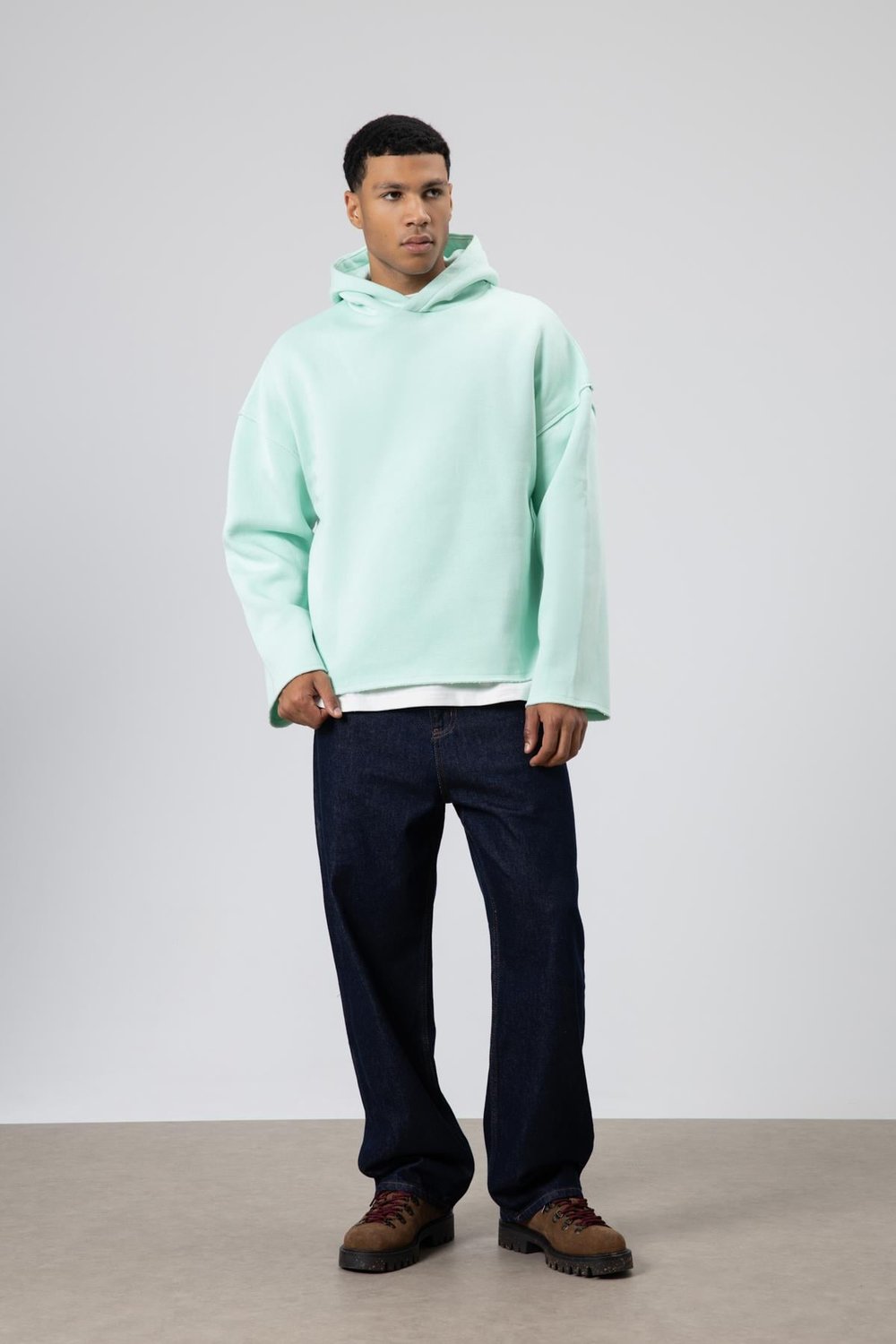 Basic Oversize Dikişsiz Kapüşonlu Sweatshirt Mint
