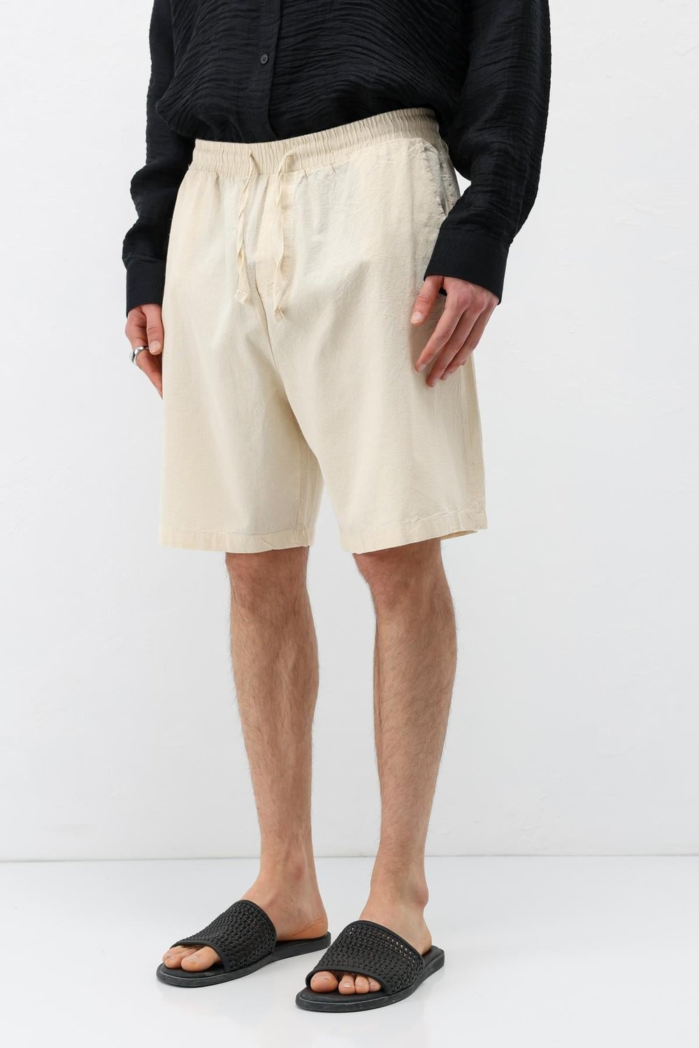 Oversize Keten Şort Naturel