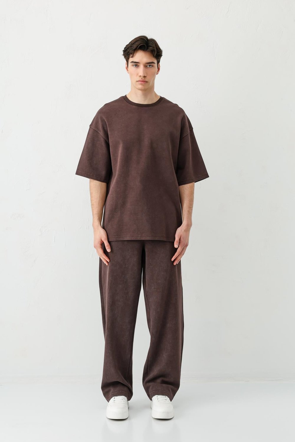 Baggy Fit Yıkamalı Eşofman Alt Kahve
