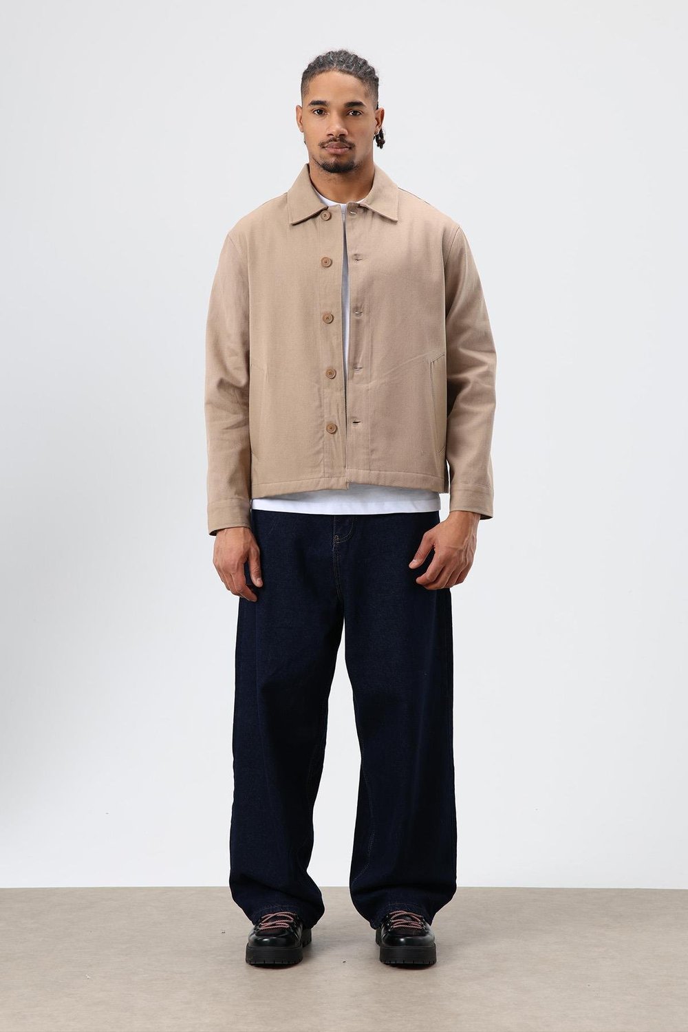 Boxy Fit Gabardin Ceket Vizon